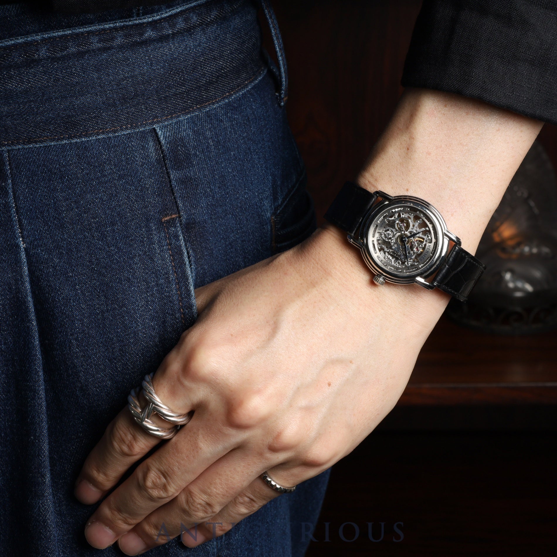 Hermès Sesame SM1.710 Automatic Caliber - Stainless Steel Genuine Leather Strap Genuine Buckle (SS) Skeleton Dial Warranty (2001) Box Booklet Overhauled