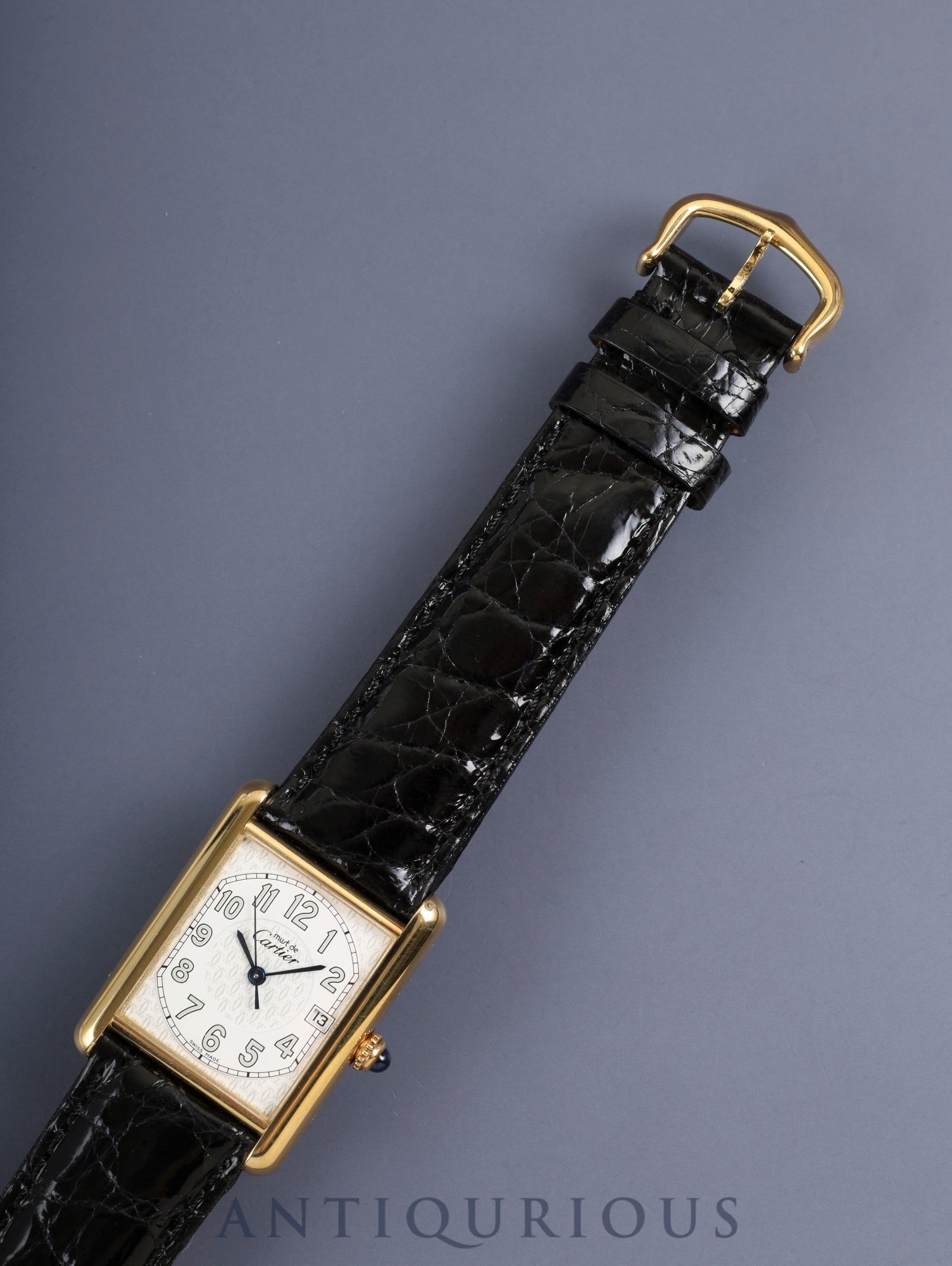 カルティエ マストタンク GM(XL) 2413 クォーツ Cal.87 SV925 革 純正ピンバックル(GP) テレフォンアラビア文字盤 (SWISS MADE表記) 箱 オーバーホール済み