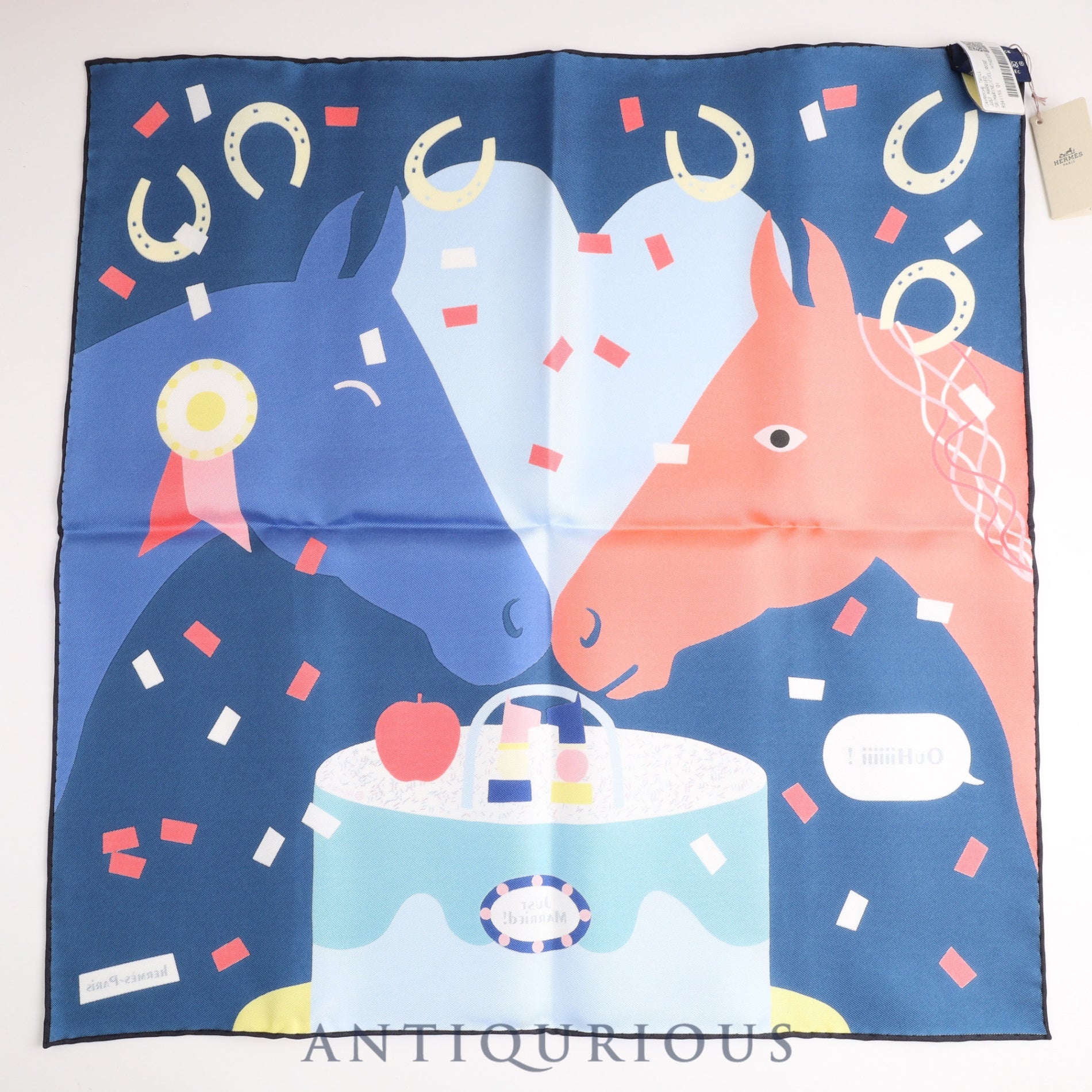 エルメス スカーフ カレ45 ガヴロッシュ ホースハート just married! SILK100% 箱