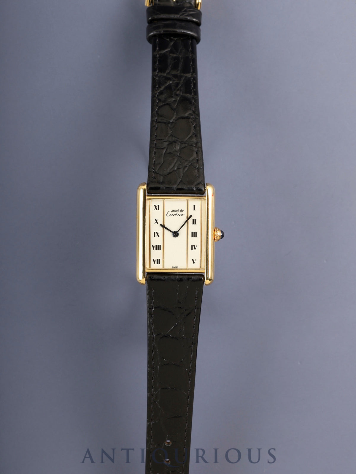 Cartier Must Tank LM 590005 Quartz Cal.90 SV925 Leather Original Pin Buckle (GP) Straight Roman Dial (SWISS marking) Overhauled, Polished