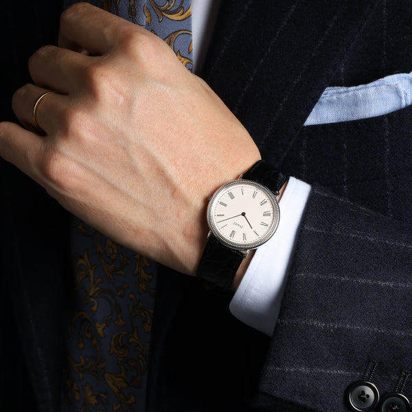 Piaget Round 90239 Manual winding Cal.9P2 WG Leather Genuine buckle (750) White dial Overhauled
