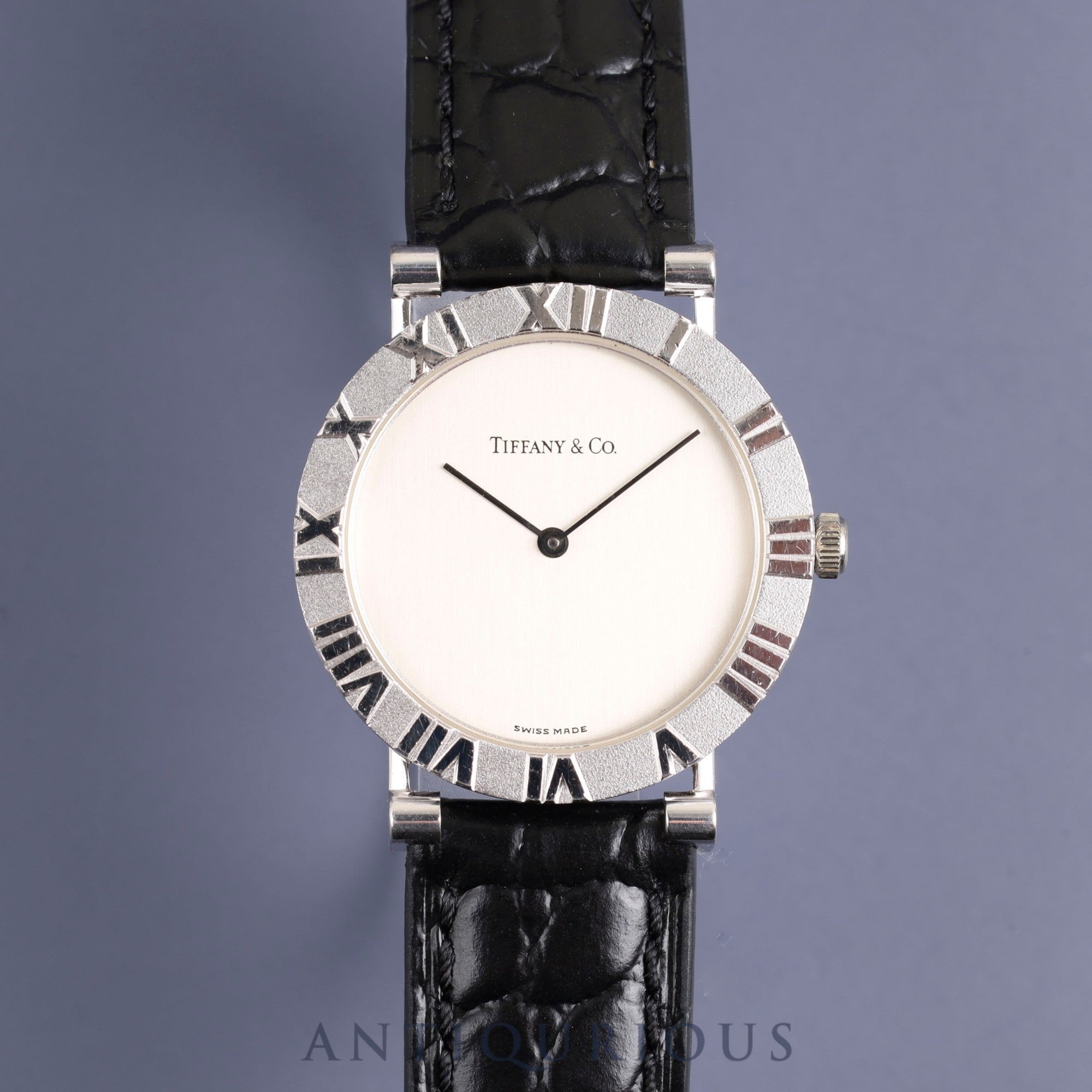 ティファニー アトラス SV CASE W152S クォーツ SV925 革 純正尾錠(SS) シルバー文字盤 オーバーホール済み