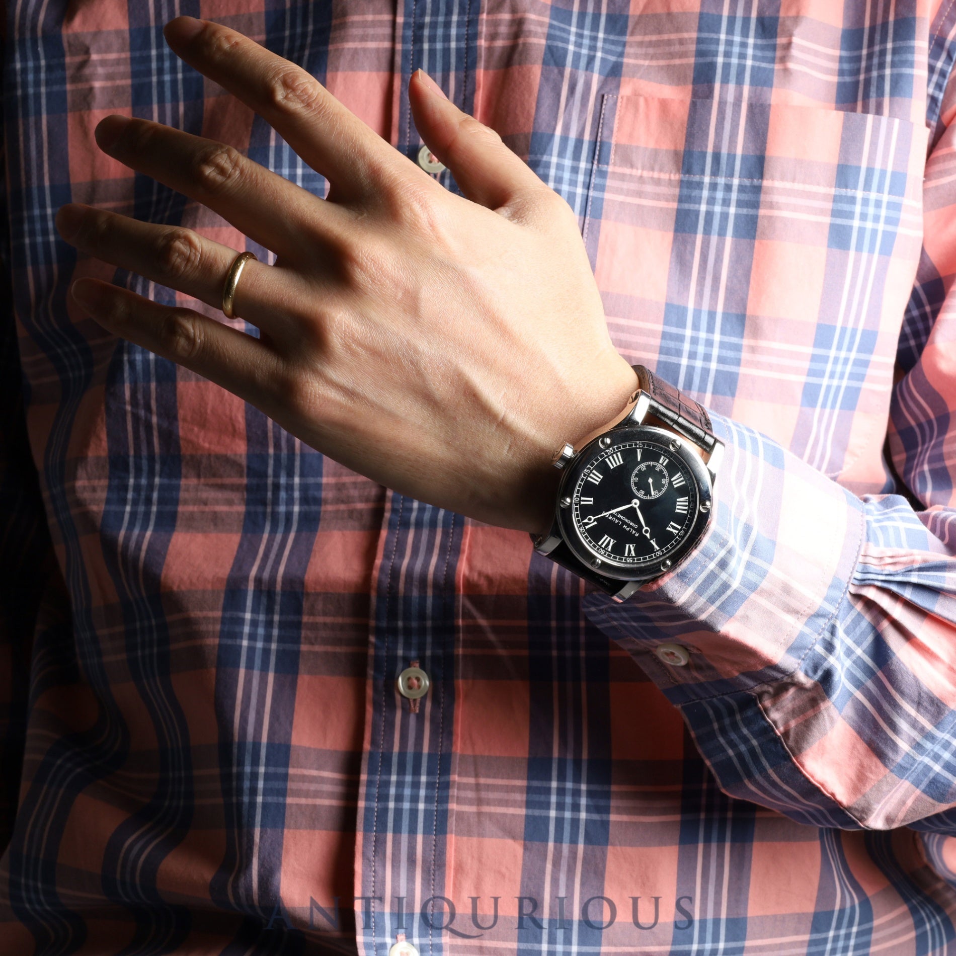 Ralph Lauren Sporting Classic Chronometer RLR0220706 / K02203 Automatic Cal.RL366 SS Leather Genuine Buckle (SS) Black Dial Genuine Replacement Belt Overhauled