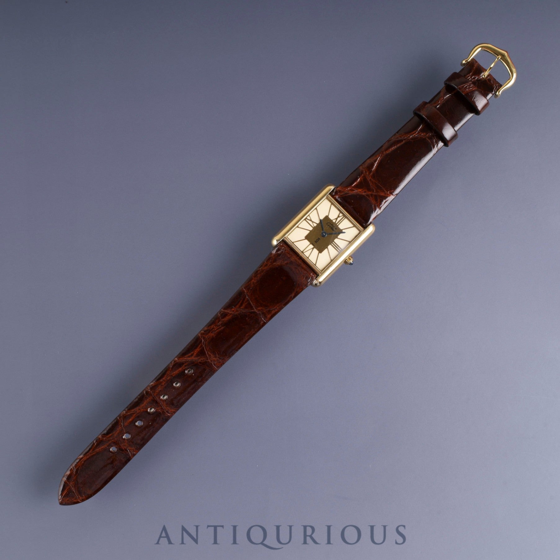 Cartier Must Tank LM 6 81006 Quartz Caliber 81 SV925 Leather Strap with Genuine GP Buckle, Ivory Cloisonné Dial, Overhauled