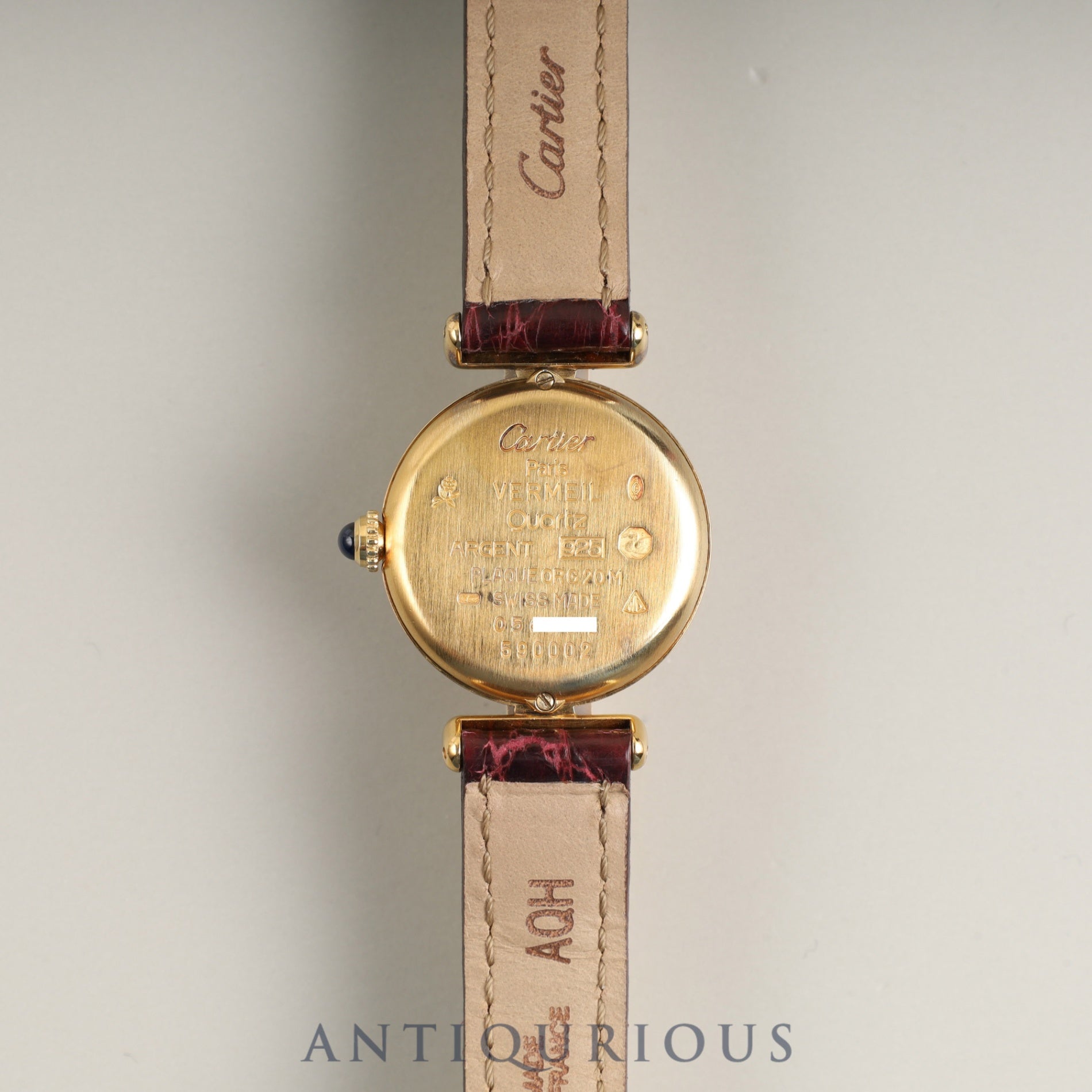 Cartier Must Colisee W1000653 / 590002 Quartz Caliber 90 SV925 with Genuine Leather Strap and Genuine GP Buckle. Ivory Roman Dial. Overhauled.