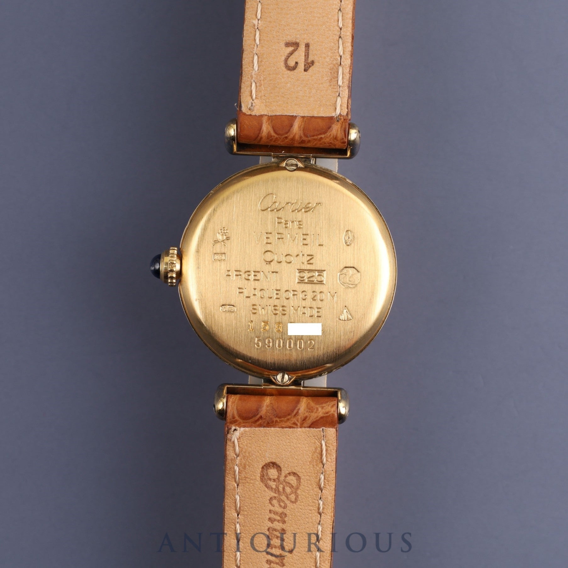 カルティエ マストコリゼ 590002 クォーツ Cal.90.06 SV925 革 純正Dバックル(GP) サイドトリニティ文字盤 オーバーホール済み