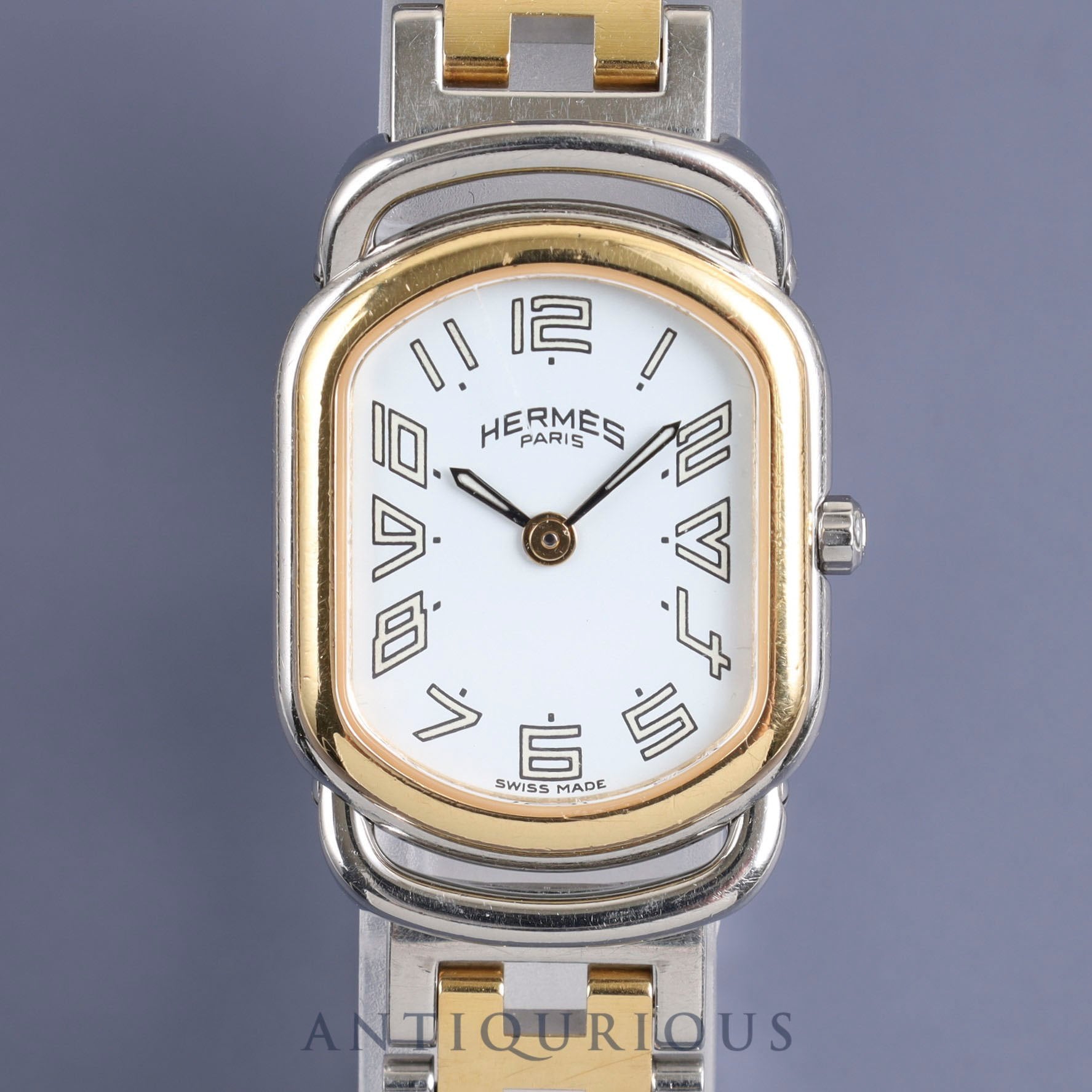 Hermes Rally RA1.220 Quartz Cal.976.001 SS/GP White Dial Overhauled