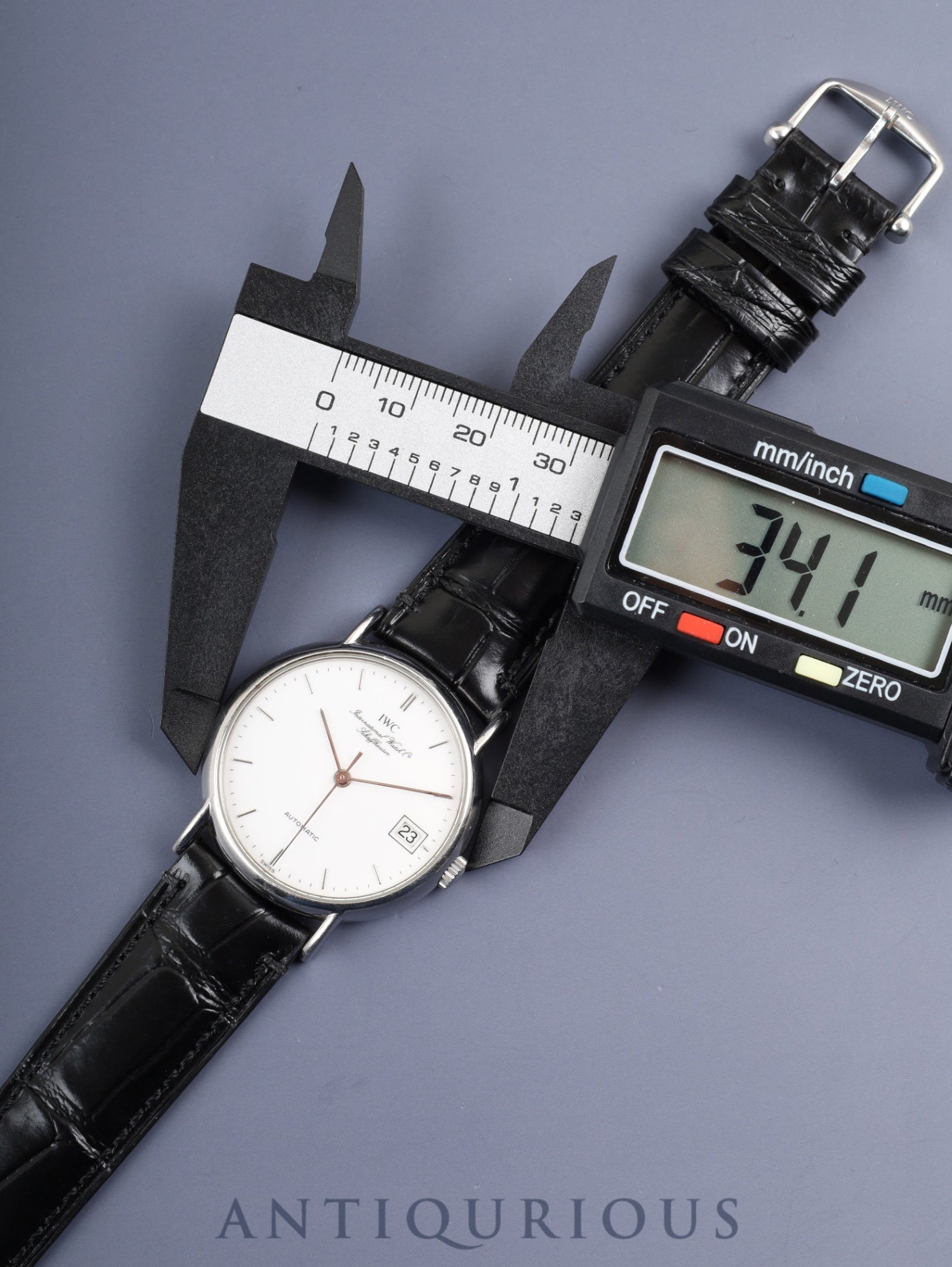 IWC Portofino IW351318 Automatic Caliber C37521 Stainless Steel Leather Strap with Genuine Stainless Steel Buckle, White Dial, Overhauled