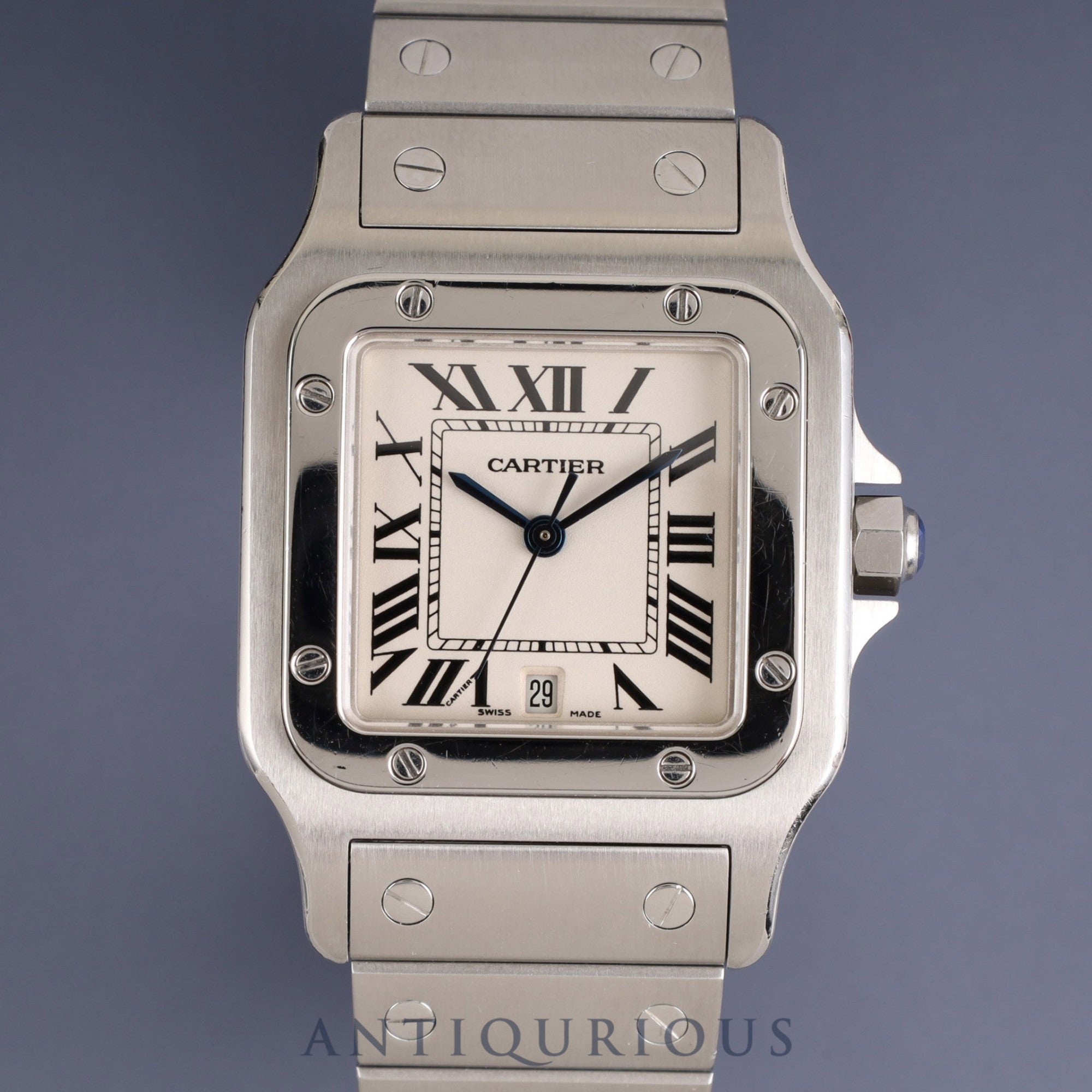 Cartier Santos Galbee LM W20060D6 / 1564 Quartz Cal. 687 Stainless Steel White Roman Dial Repair Certificate (2024) Overhauled and Serviced at a Cartier Boutique