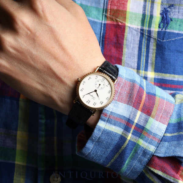 ロンジン ラウンドスモールセコンド クォーツ Cal.L176.2 750YG 純正尾錠 ホワイト文字盤