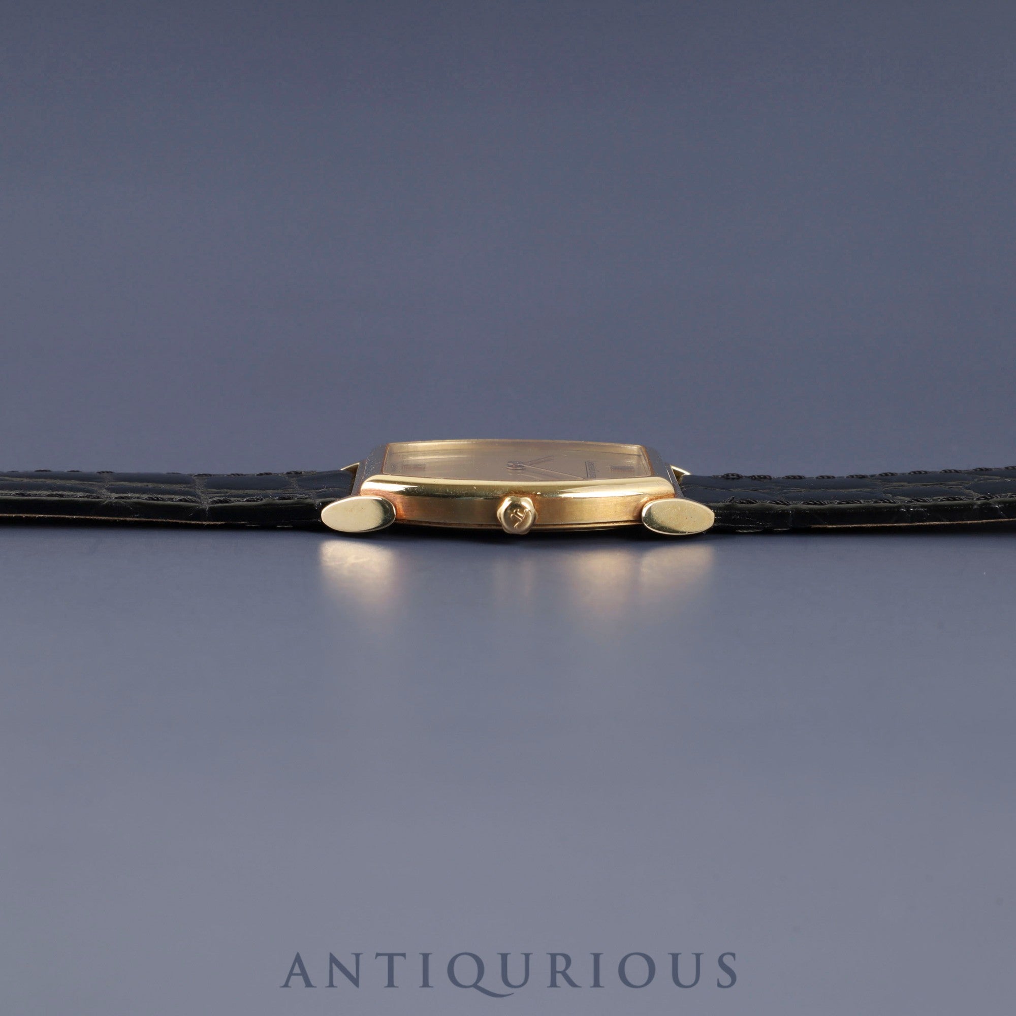 Jaeger-LeCoultre Vintage Tonneau 140.067.1 Quartz Cal.-750 Leather Strap with Genuine GP Buckle Gold Dial Warranty Booklet Overhauled