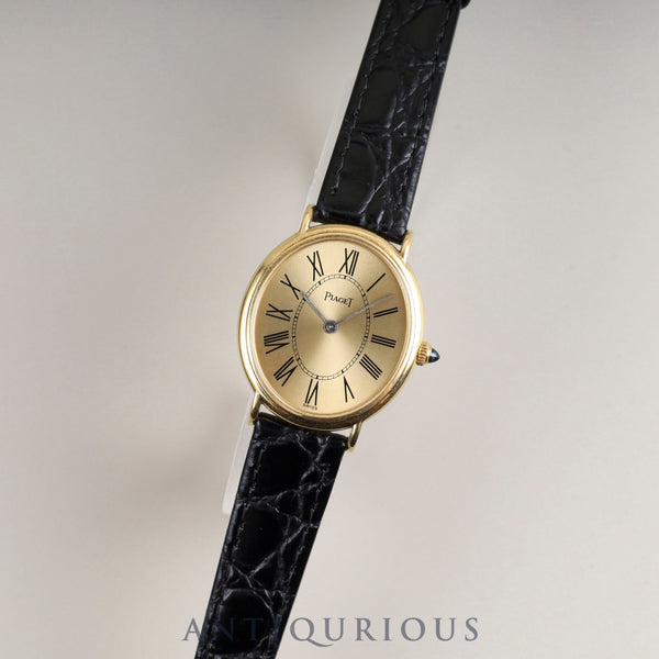 Piaget Oval 9822 Manual winding Cal.9P2 750 Leather Genuine buckle (750) Gold Roman dial Overhauled