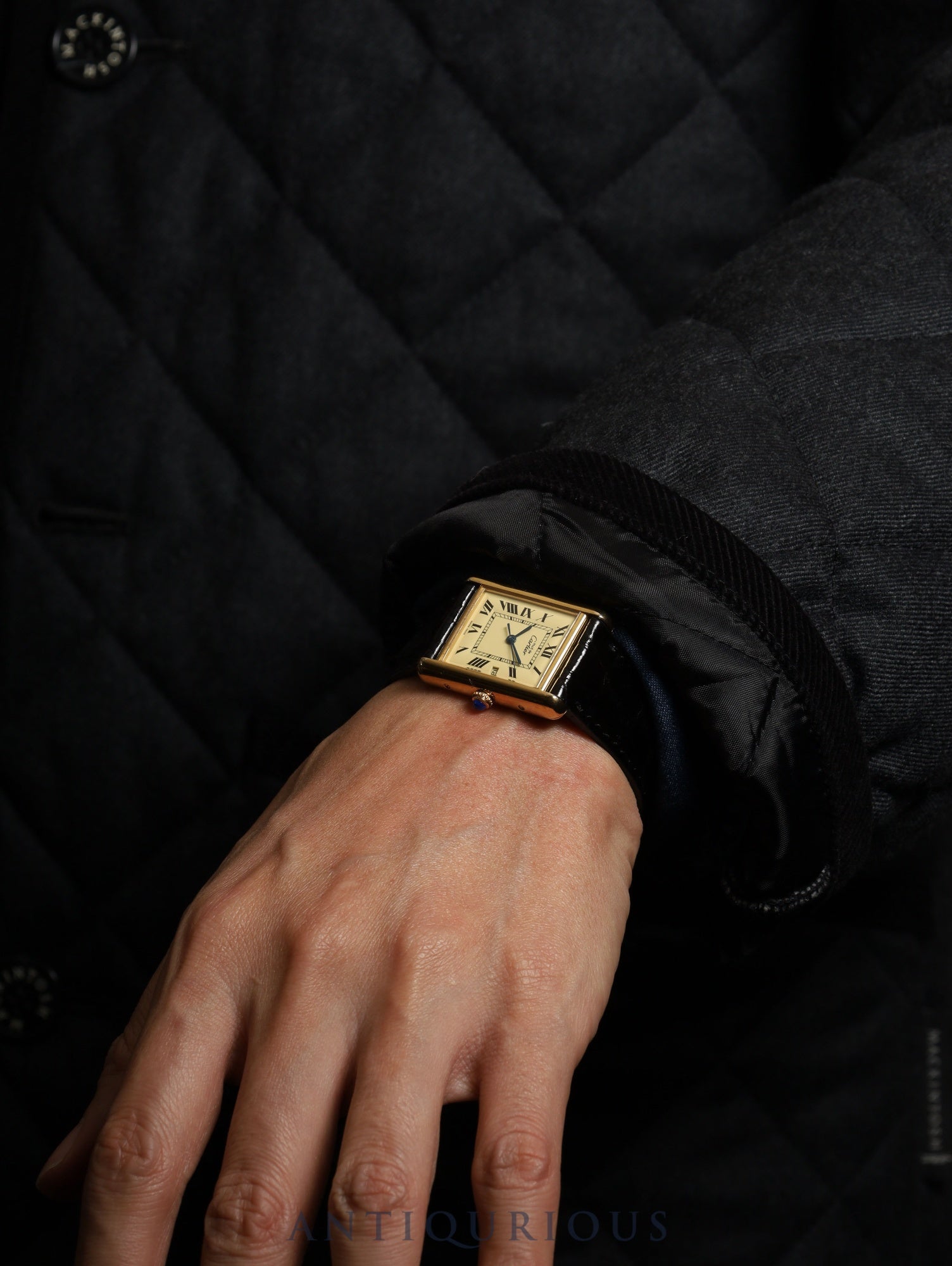 カルティエ マストタンク GM(XL) W1017454 / 2413 クォーツ Cal.687 SV925 革 純正Dバックル(GP) アイボリーローマン文字盤 箱 冊子 保証書 (2004年)オーバーホー済み