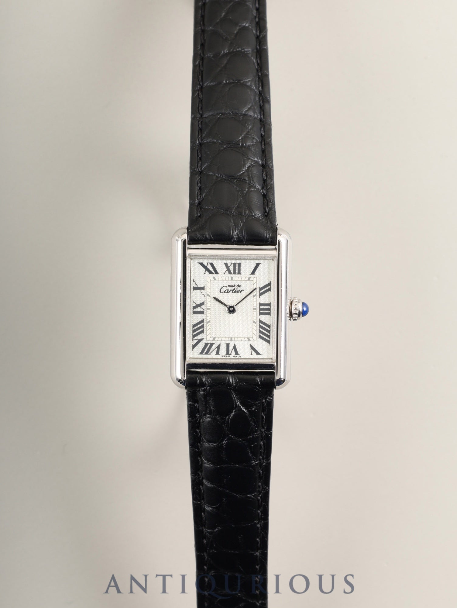Cartier Must Tank MM 2416 Quartz Caliber 057 SV925 Leather Strap with Genuine D-Clasp (Stainless Steel) Silver Roman Dial (Christmas Limited Edition / SWISS MADE) Circa 2000 Box Overhauled