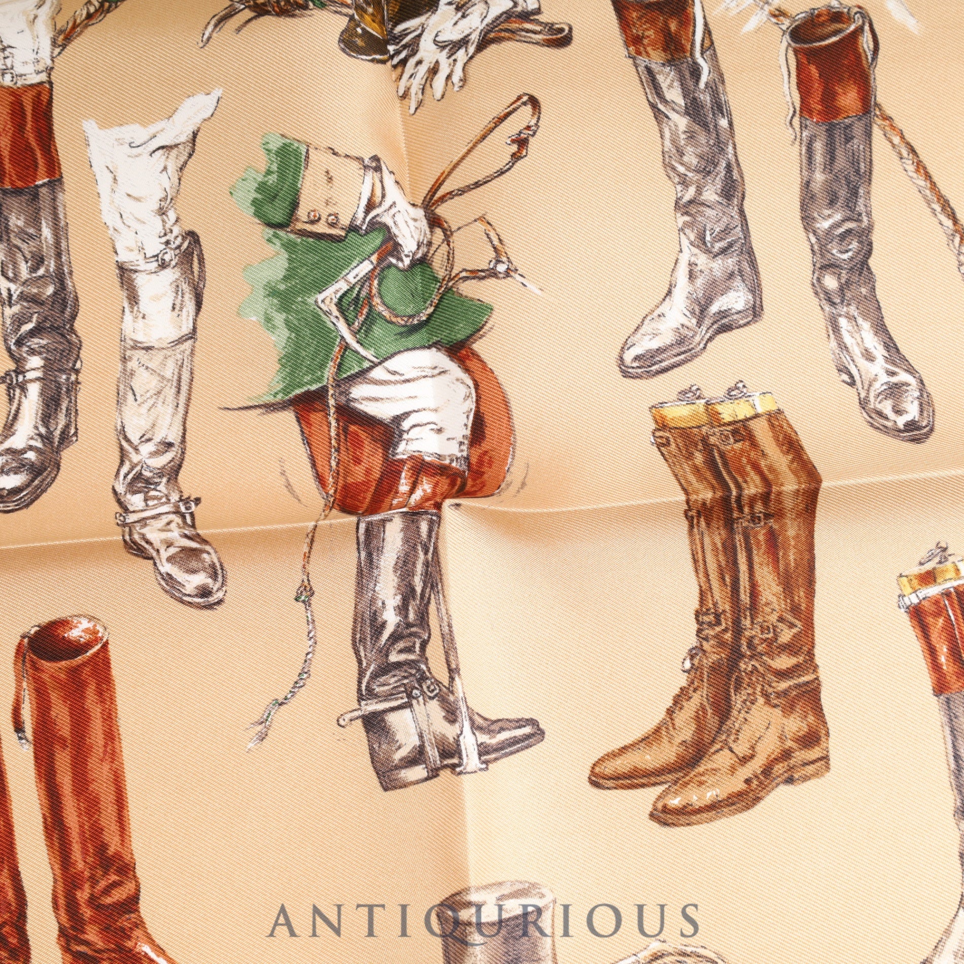 エルメス スカーフ カレ45 A PROPOS DE BOTTES ブーツ柄 SILK100% 箱 カード
