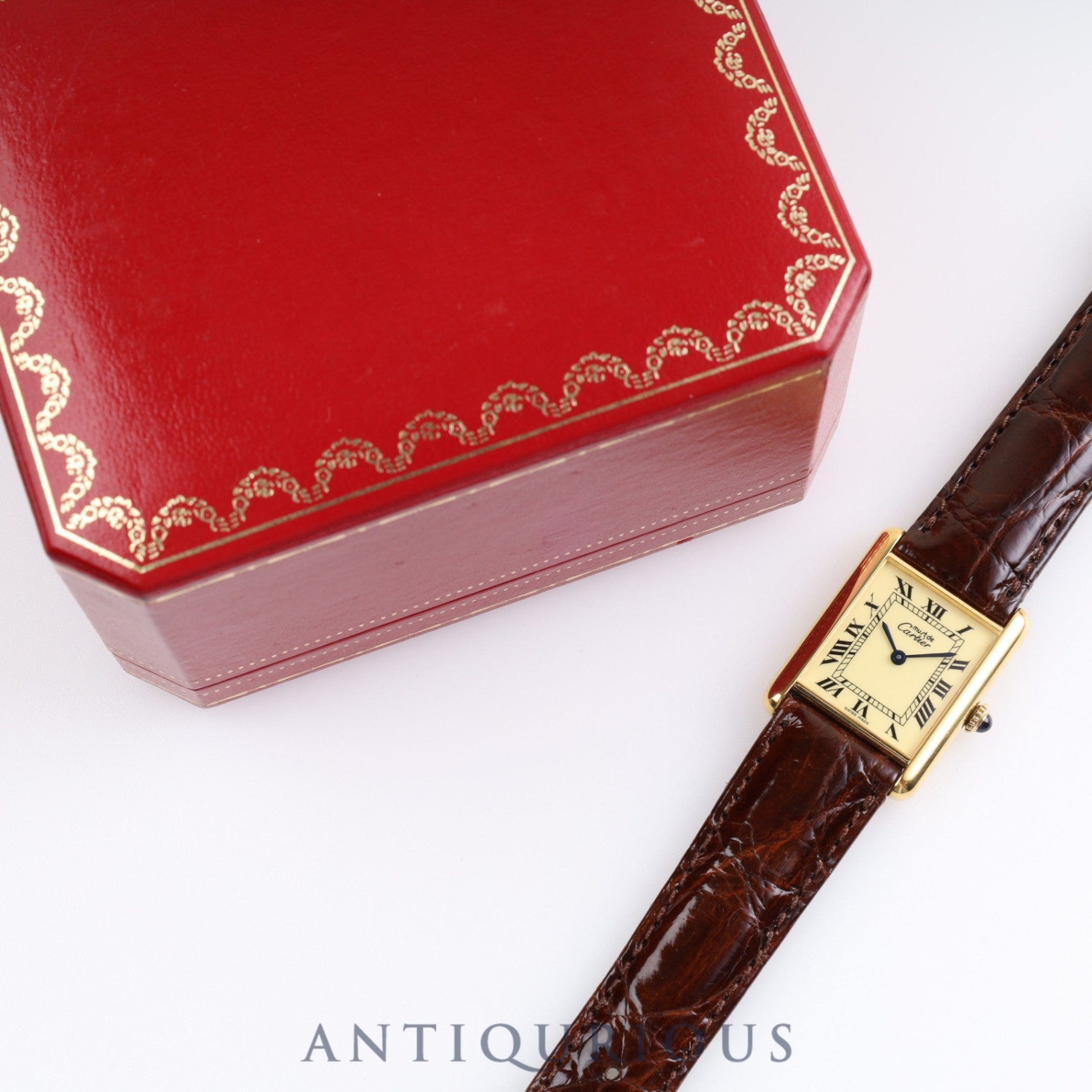 Cartier Must Tank LM Manual winding 925 Leather Genuine buckle (GP) Ivory Roman dial Box Cartier boutique complete service