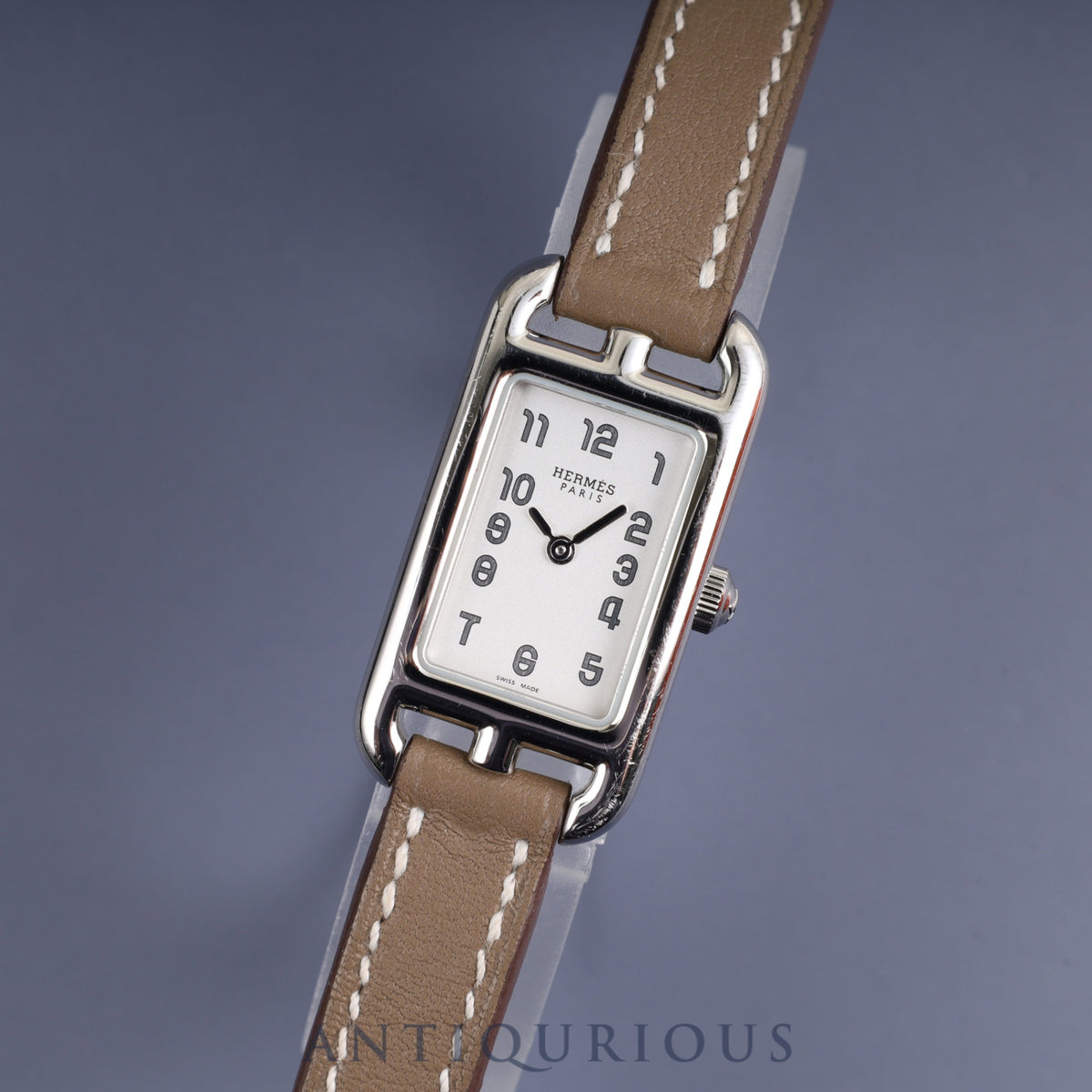 Hermès Nantucket NA2.110.220 / WW18 Quartz Cal.280.002 Stainless Steel Genuine Leather Strap (Z Stamp: 2021) Genuine Pin Buckle (SS) Silver Dial Box Booklet Warranty (2021) Overhauled