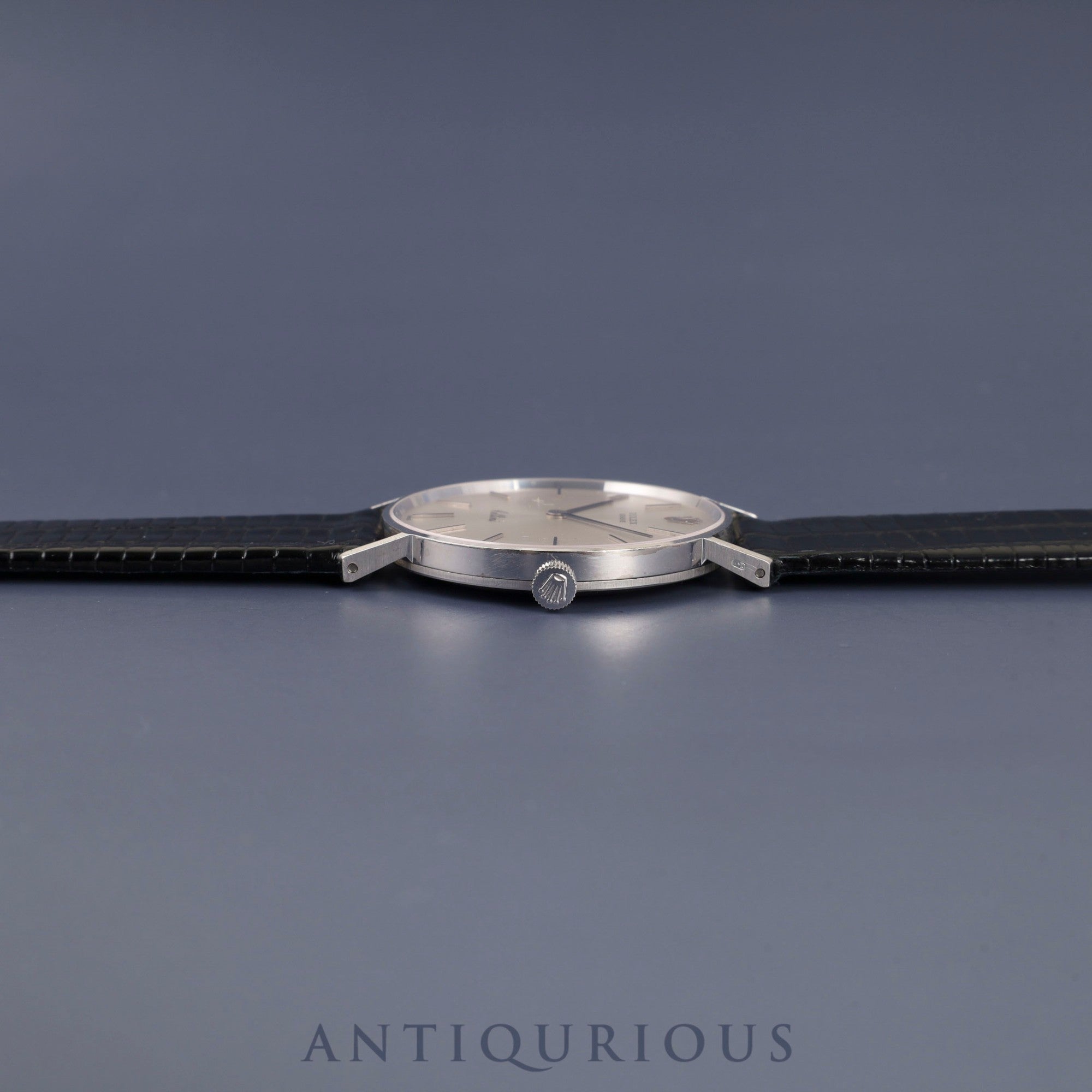 Rolex Cellini 3833, manual winding, Cal. 1600, 750 movement, leather, genuine stainless steel buckle, silver dial, no. 30 (1970), overhauled.