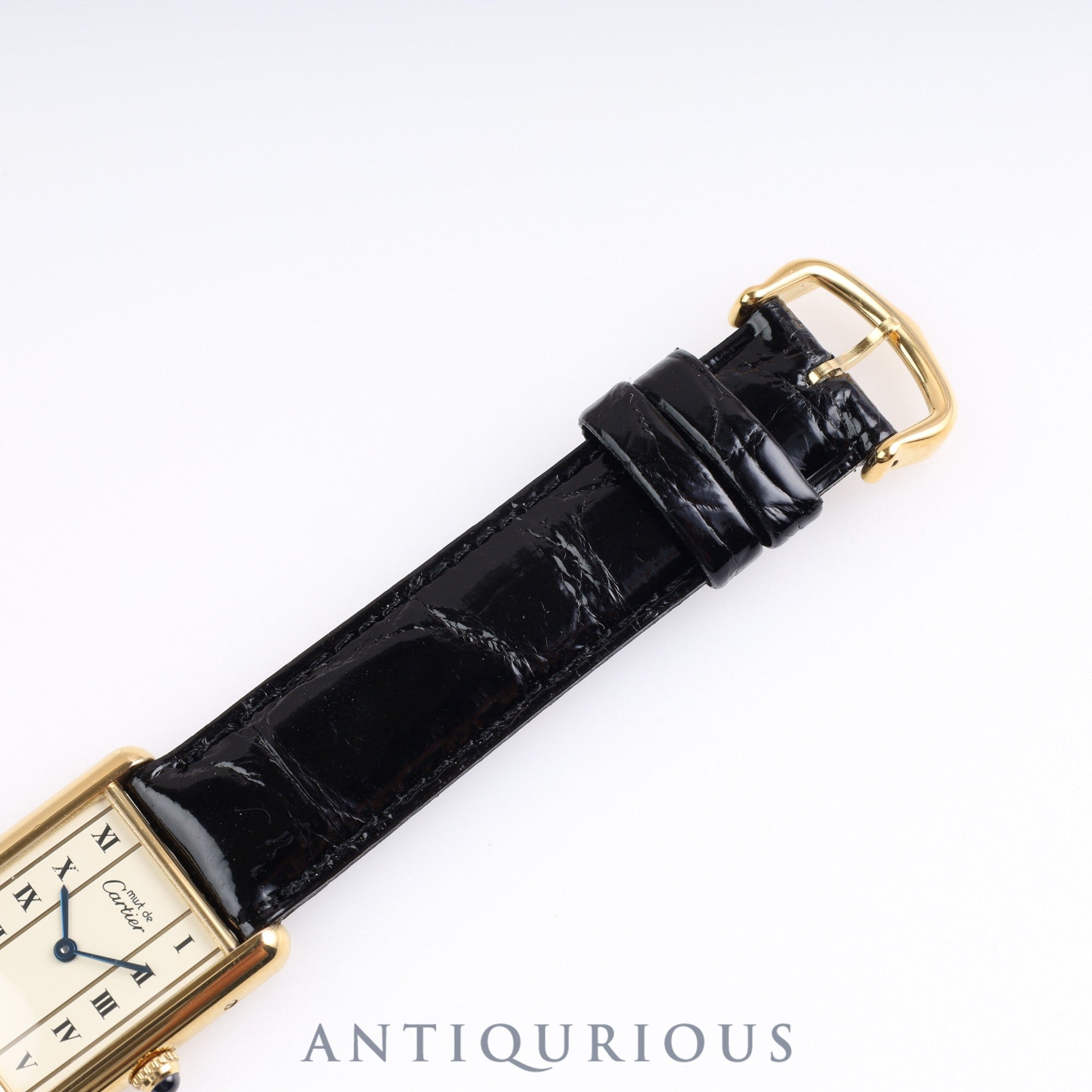 Cartier Must Tank LM QZ 590005 925 Leather Genuine Buckle Vertical Roman Dial