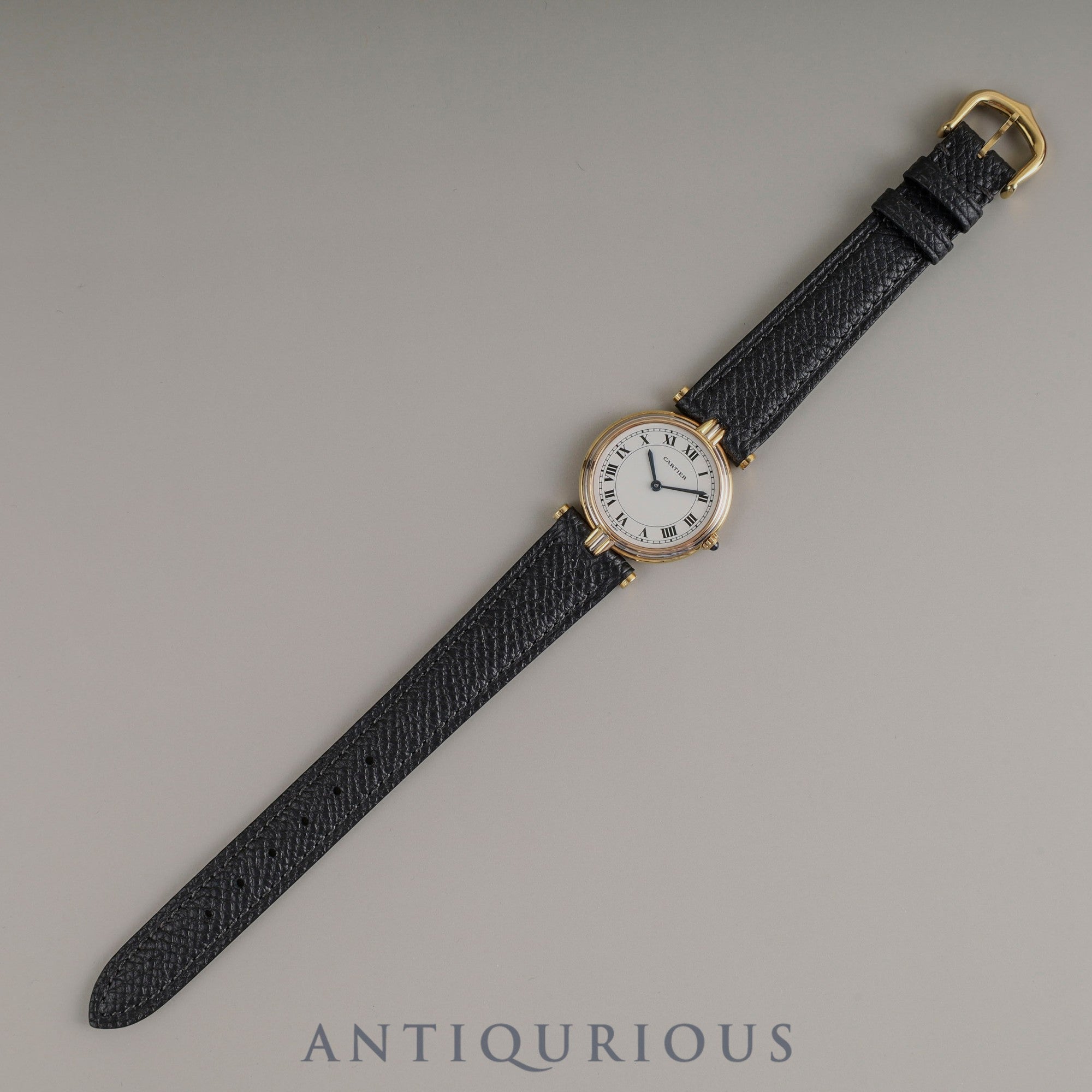 カルティエ ヴァンドーム VLC SM トリニティ 81004 クォーツ Cal.81 750 革 純正尾錠(GP) ホワイトローマン文字盤 箱 オーバーホール済み