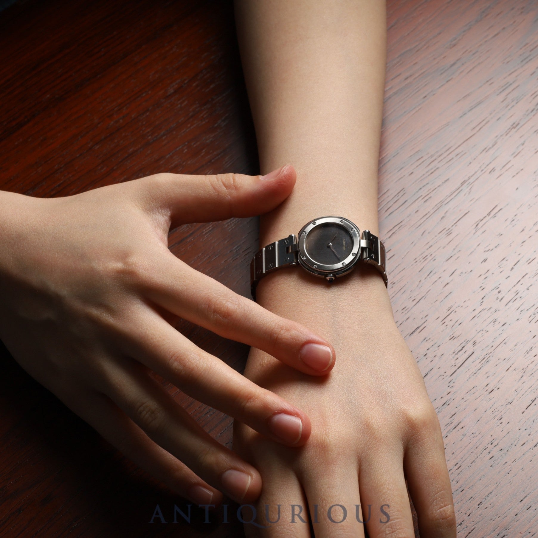 カルティエ サントス ヴァンドーム SM 8192 クォーツ SS SS ゴースト(グレー)文字盤 カルティエブティックにてコンプリートサービス(フルメンテナンス)済み