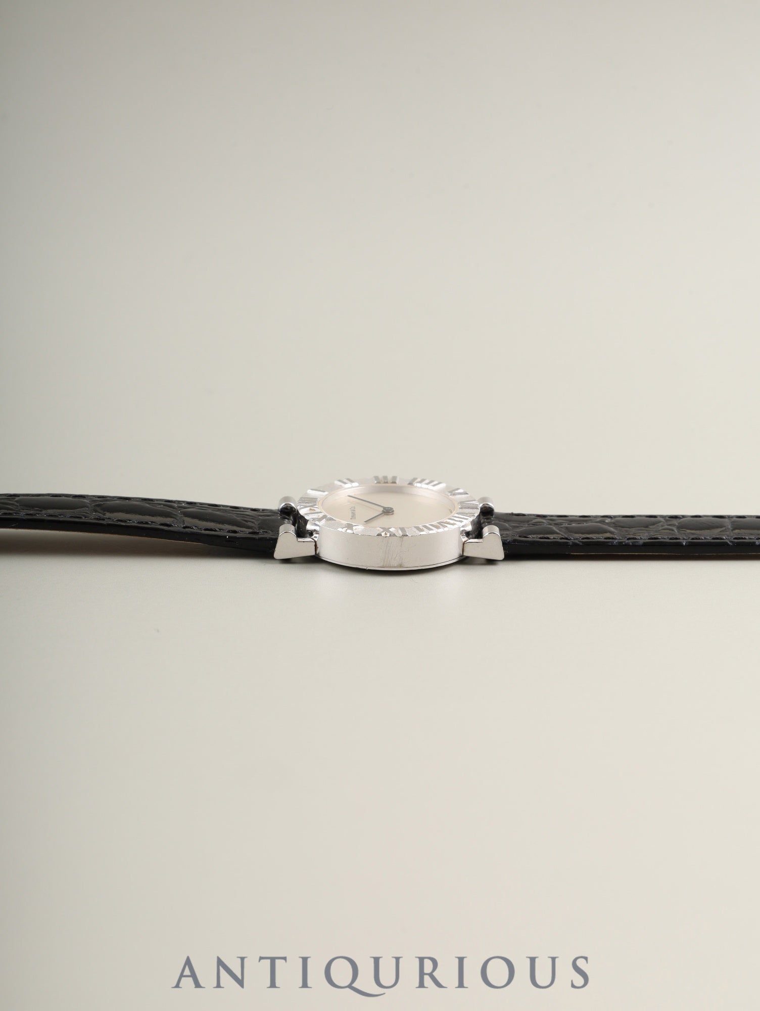 Tiffany Atlas SV Case L0640 Quartz Caliber 976.001 SV925 Leather Strap with Genuine Stainless Steel Buckle, Silver Dial, Overhauled