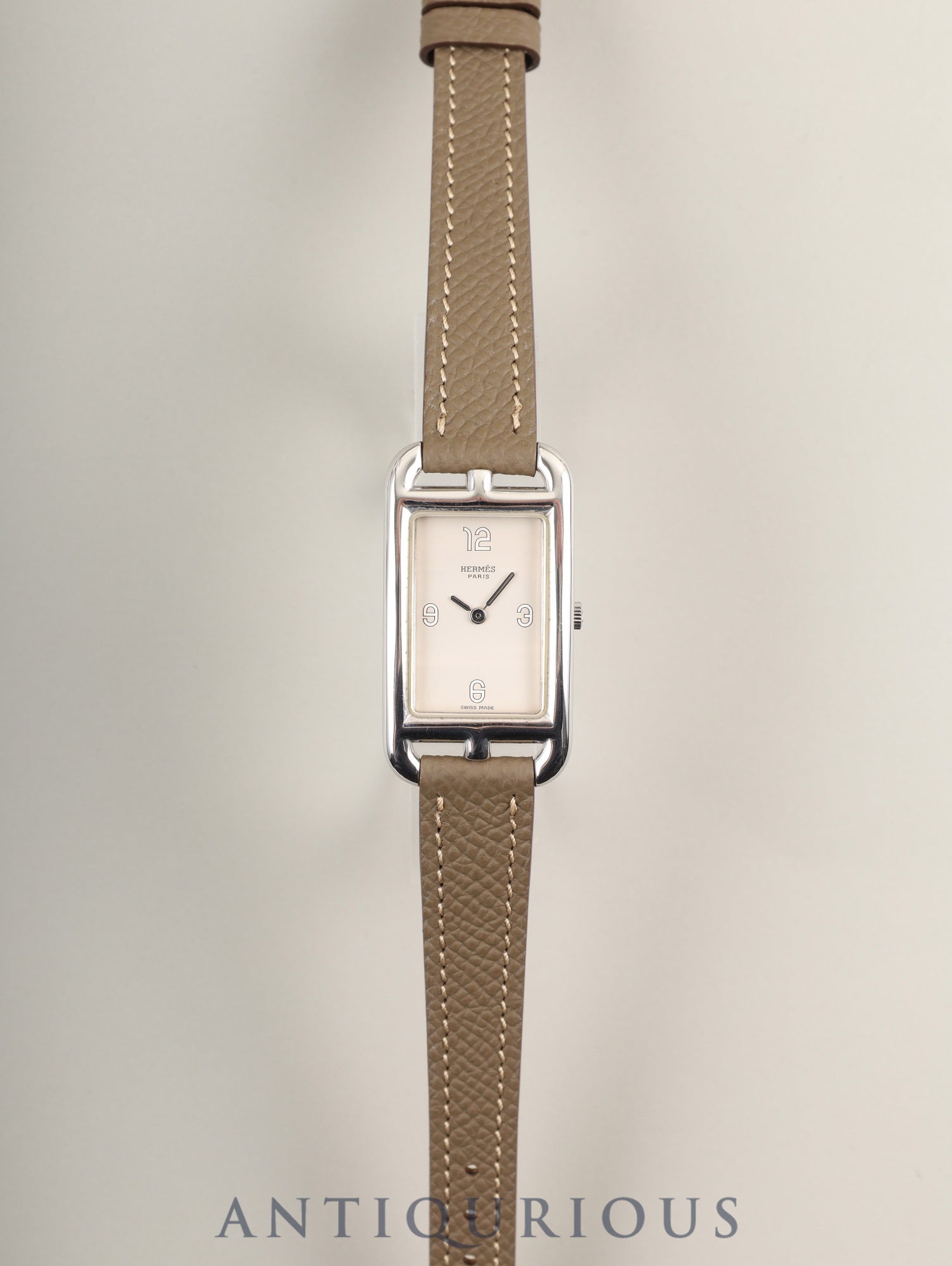 エルメス ナンタケット クォーツ Cal.976.001 SS 革 純正尾錠(SS) シルバー文字盤 オーバーホール済み