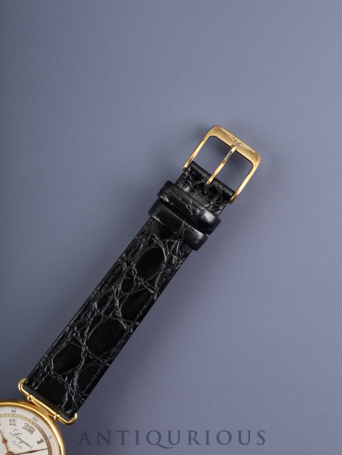 Longines 150th Anniversary Model 976.5162 Quartz Caliber L976.2 Stainless Steel/GP Leather Strap with Genuine GP Buckle, White and Gold Dial, Overhauled