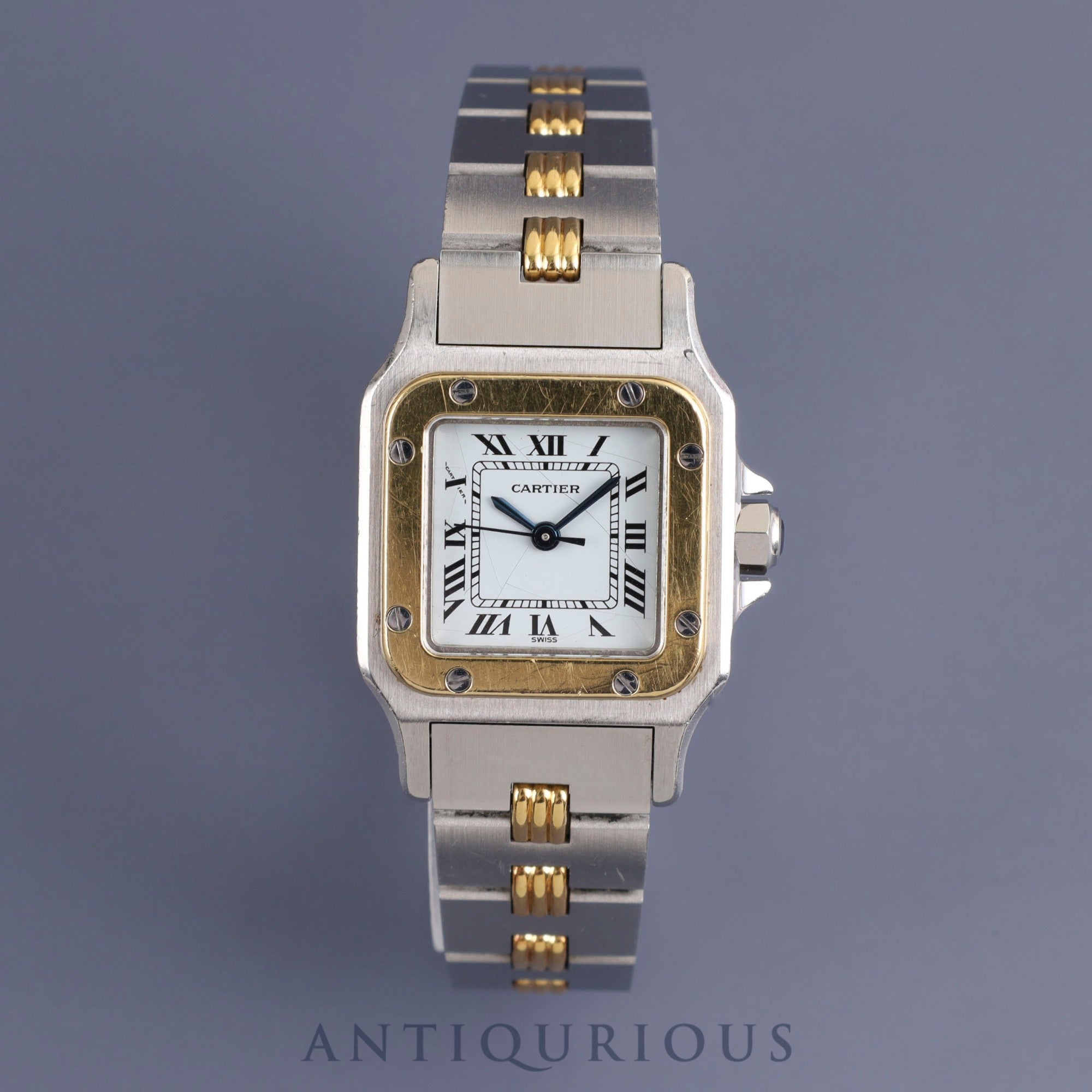 Cartier Santos Carrée SM AC14.30gr OR 0.750 2.80gr / 0902 Automatic SS/YG White Roman Dial Warranty (1988) Overhauled