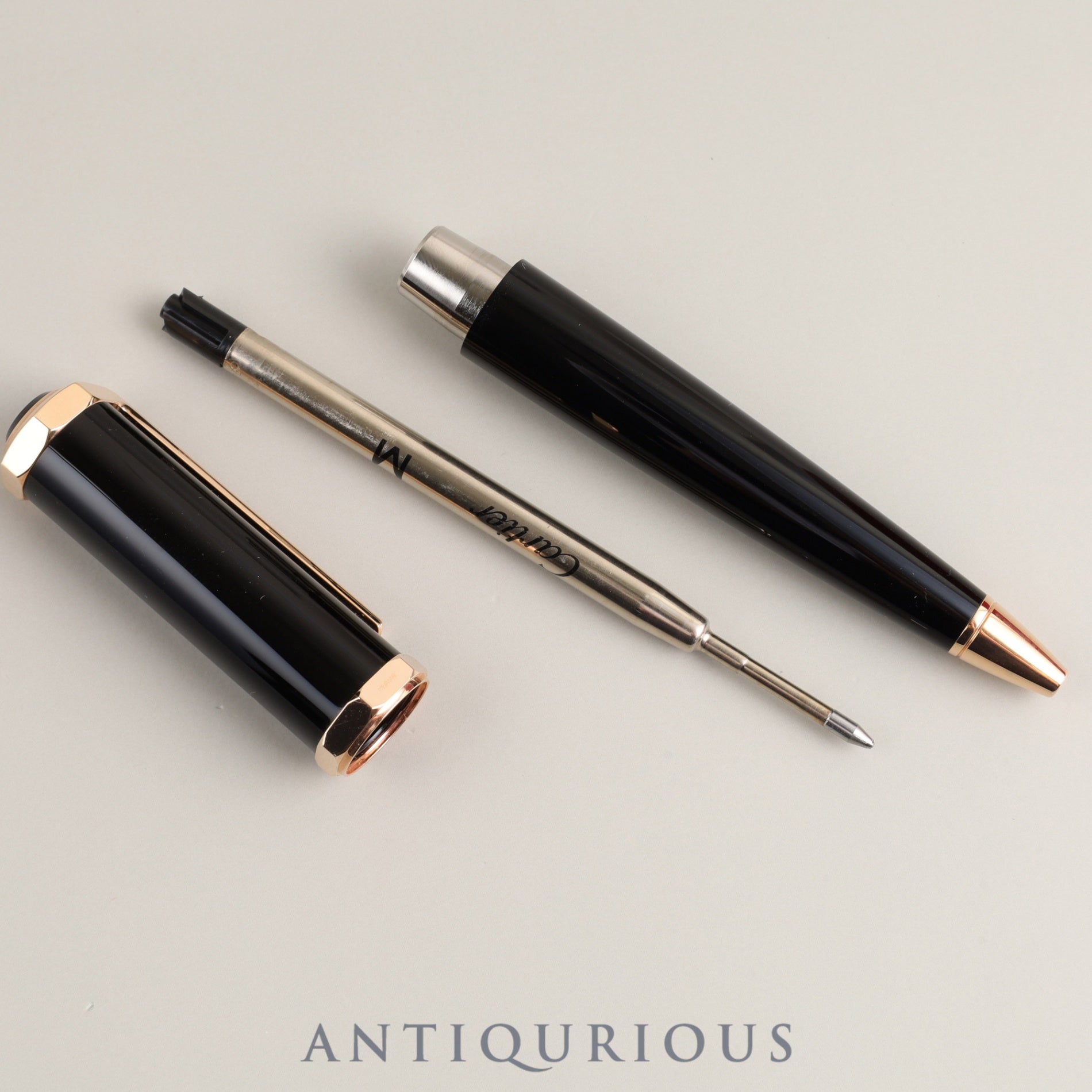 Cartier ballpoint pen Santos Dumont resin GP black x gold box case