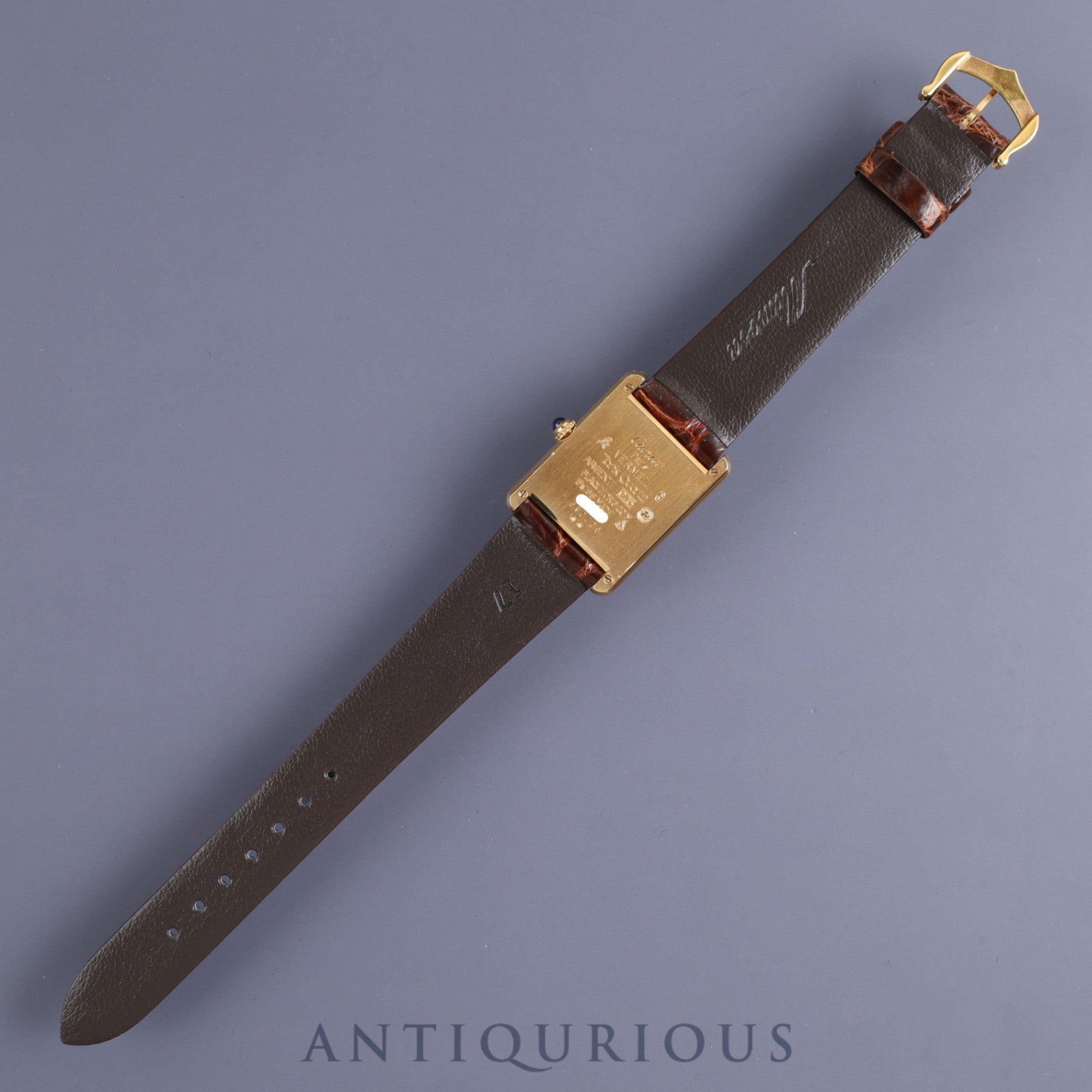Cartier Must Tank LM 590005 Quartz Cal.90 SV925 Leather Genuine Buckle (GP) Front Trinity Dial Overhauled
