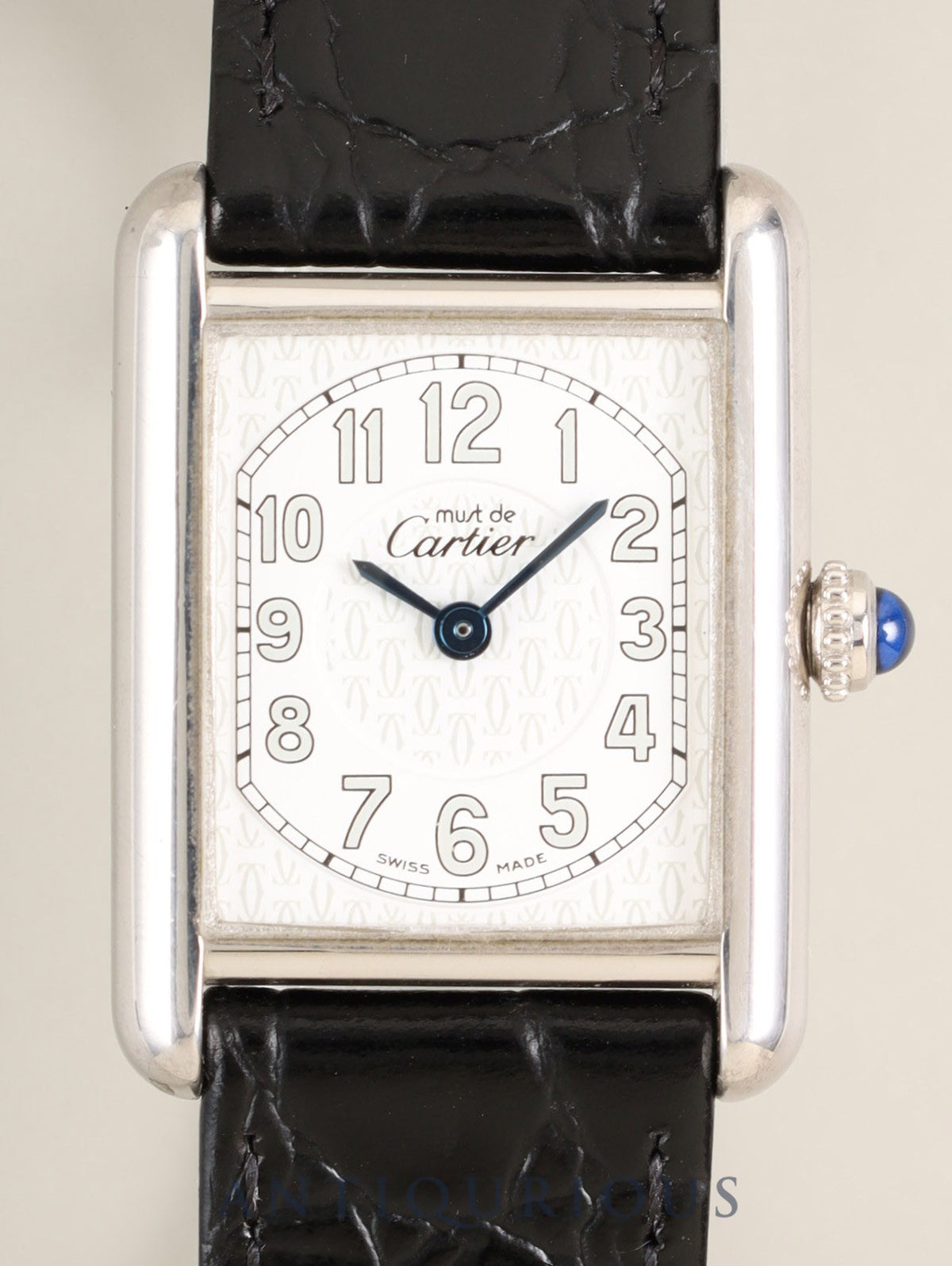 カルティエ マストタンク MM 2416 クォーツ Cal.057 SV925 革 純正ピンバックル(SS)テレフォンアラビアCC文字盤(SWISS MADE表記)オーバーホール済み