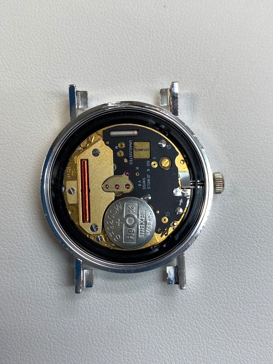 ティファニー アトラス SV CASE W152S クォーツ SV925 革 純正尾錠(SS) シルバー文字盤 オーバーホール済み