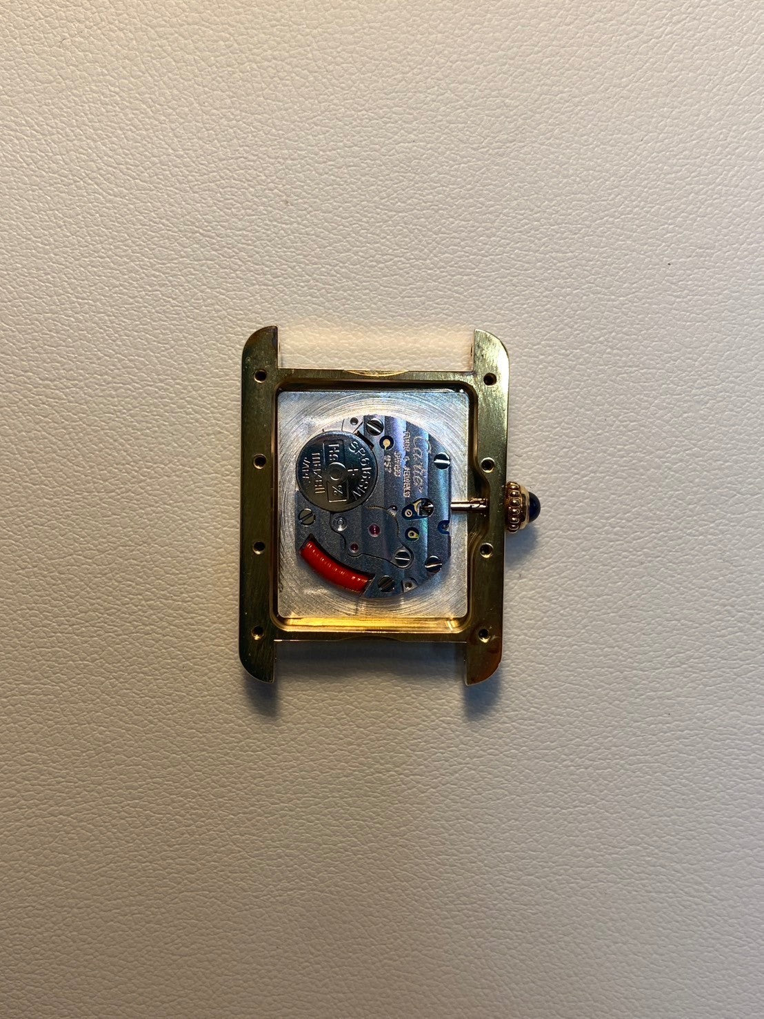 Cartier Must Tank MM 2415 Quartz Caliber 057 SV925 Leather Strap with Genuine GP Buckle, Ivory Roman Dial, Overhauled