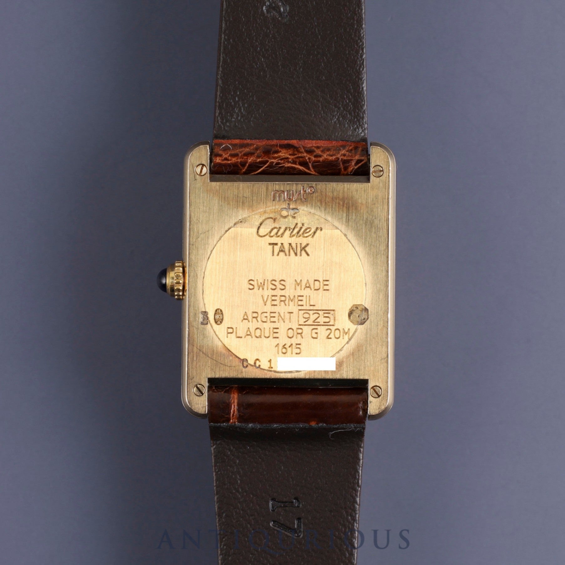 カルティエ マストタンク LM W1002754/1615 クォーツ Cal.90 SV925 革 純正尾錠(GP) アイボリーローマン文字盤 オーバーホール済み 新品仕上げ済み