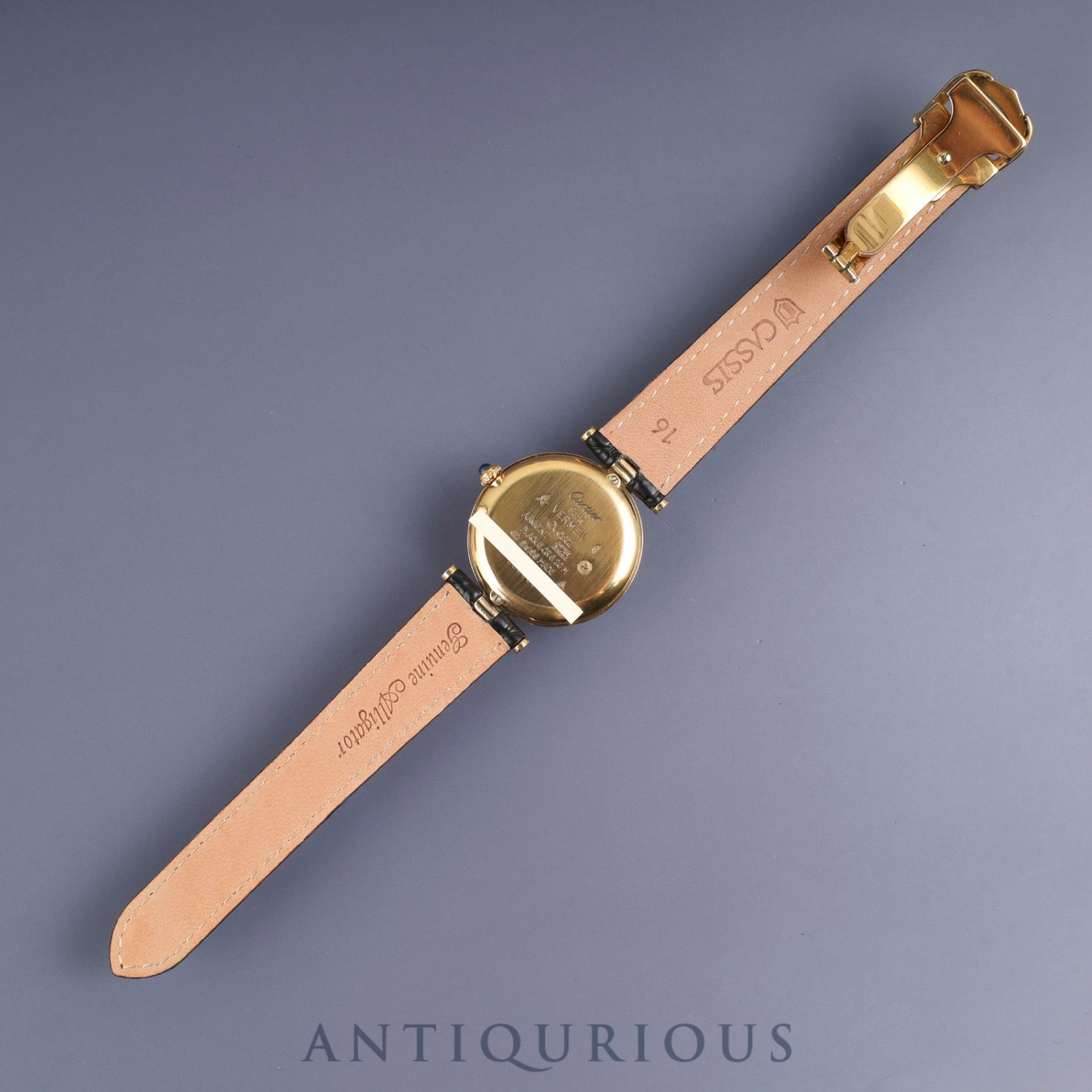 Cartier Must Vendôme VLC LM 590003 Quartz Caliber 90 SV925 Leather Strap with Genuine D-Clasp (GP) Arabic Dial Box and Booklet Overhauled