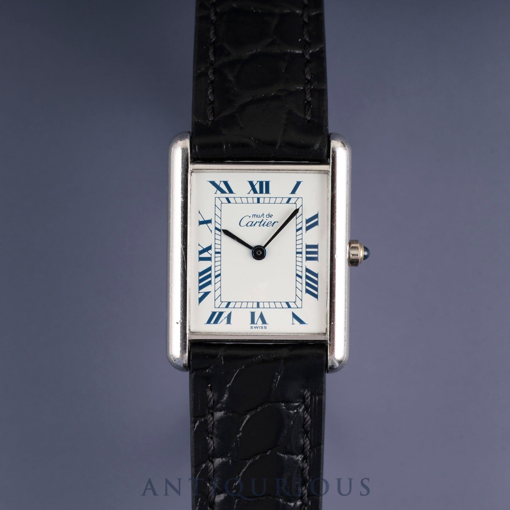 カルティエ マストタンク LM 681006 クォーツ Cal.81 SV925 革 純正尾錠(SS) ホワイトローマン文字盤 オーバーホール済み