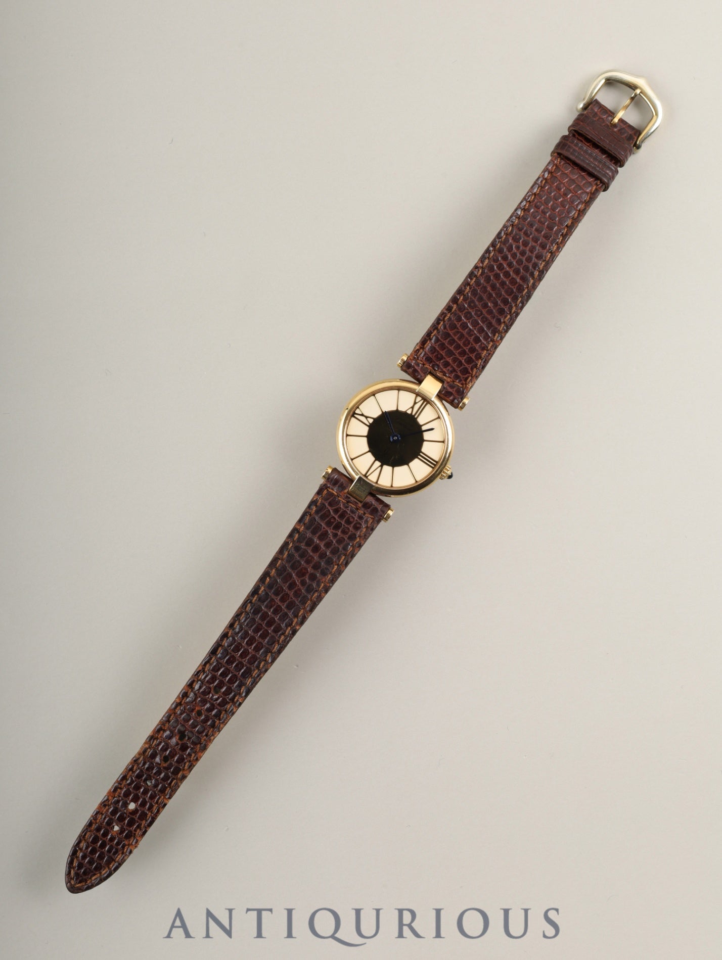 カルティエ マスト ヴァンドーム VLC SM クォーツ SV925 純正革ベルト 純正尾錠(GP) アイボリークロワゾネ文字盤 カルティエブティックにてコンプリートサービス済み