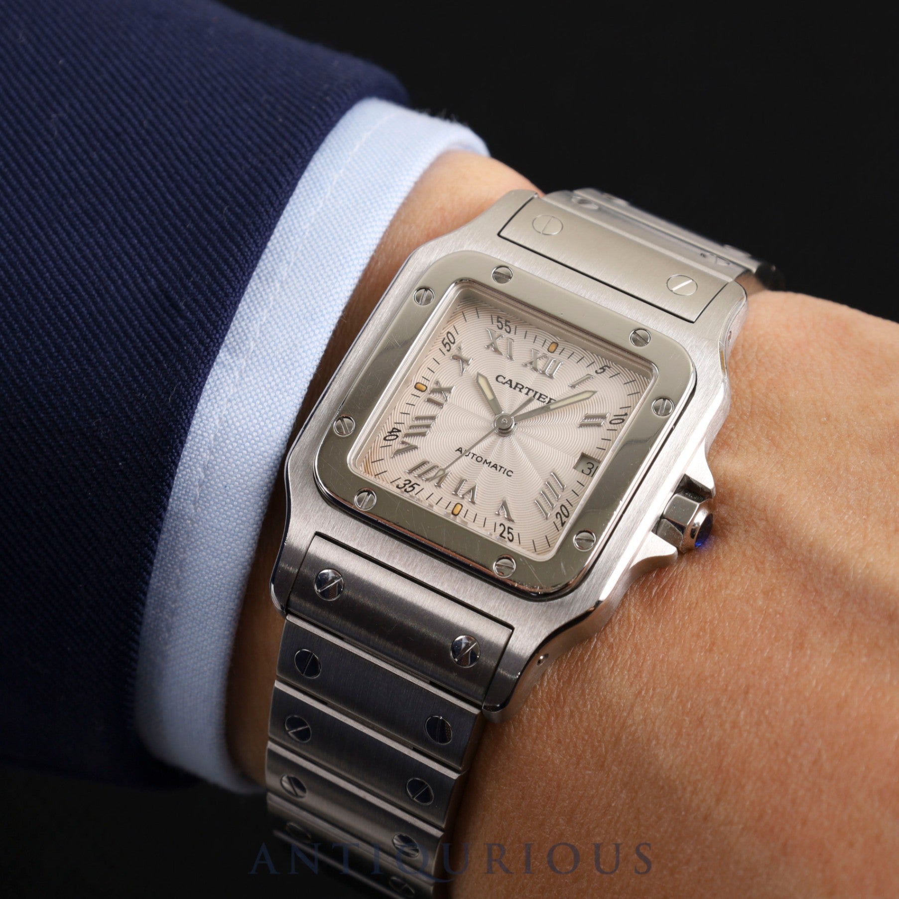 カルティエ サントス ガルベ LM W20040D6/2319 自動巻き SS シルバーギョーシェ文字盤 カルティエブティックにてコンプリートサービス(フルメンテナンス)済み