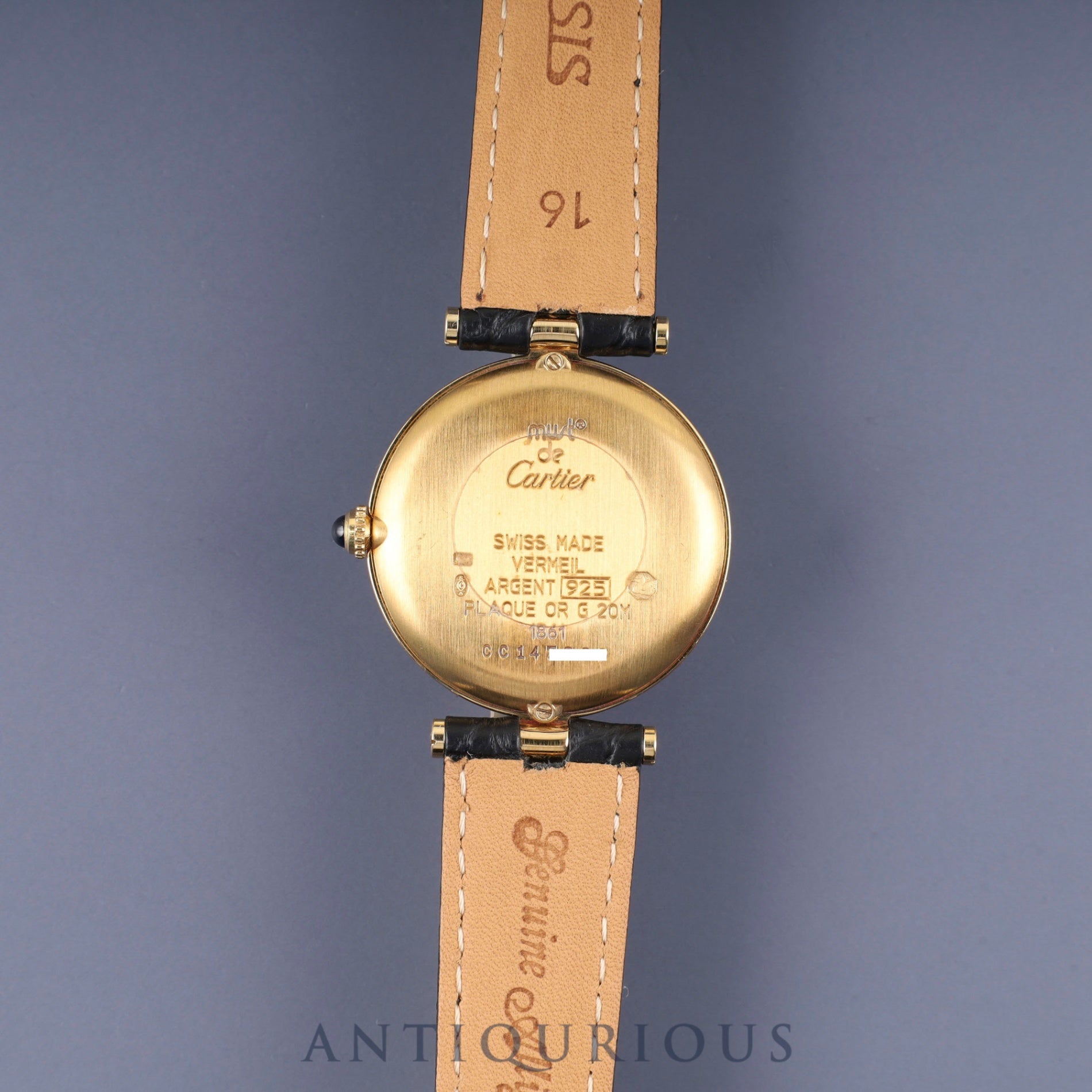 カルティエ マスト ヴァンドーム VLC LM W1009754 / 1861 クォーツ Cal.90 SV925 革 純正Dバックル(GP)飛びアラビア文字盤 オーバーホール済み