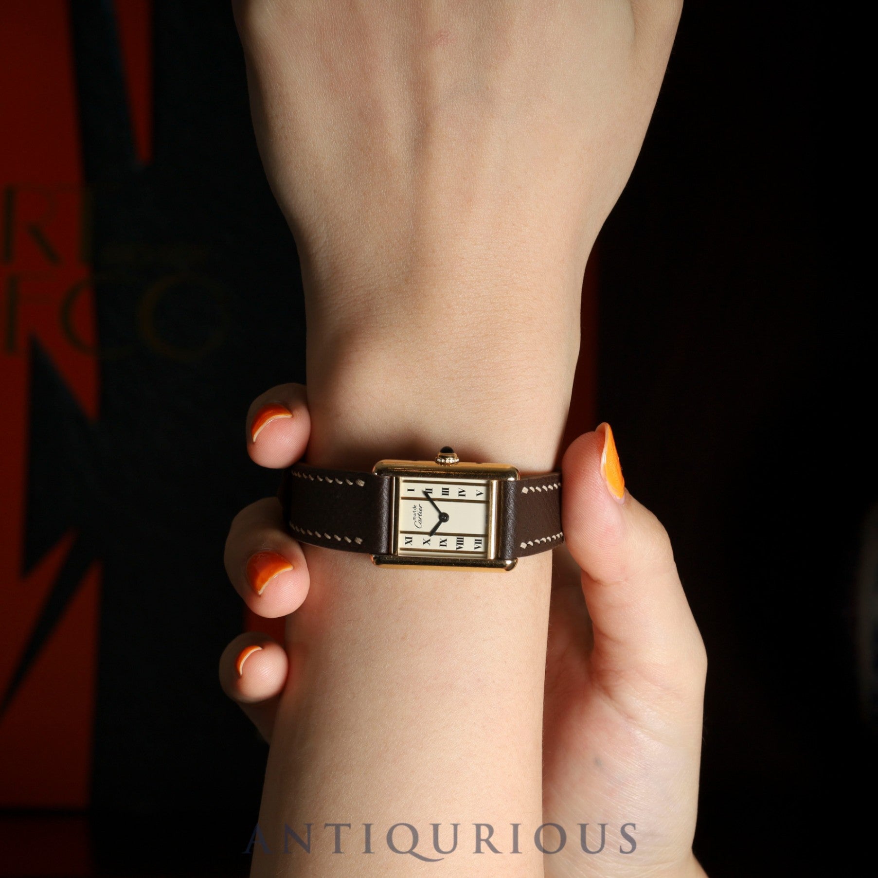 Cartier Must Tank SM W10030353/5057001 Quartz Caliber 057 SV925 Leather Straight Roman Dial with Genuine GP Buckle Box Overhauled