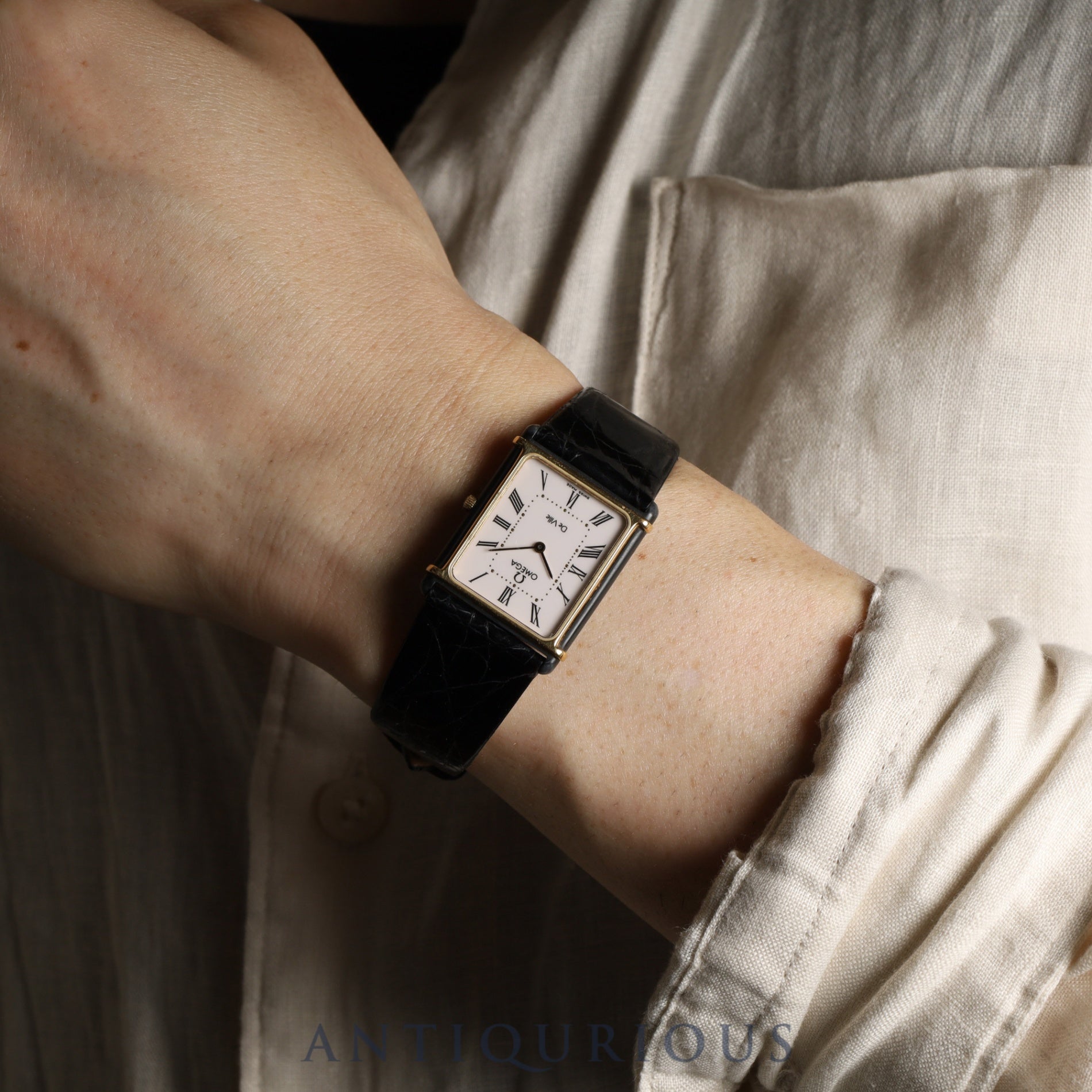 Omega De Ville Auteuil 191.0221 Quartz Cal.1450 GP Leather Strap with Genuine Buckle (GP) White Dial Box and Genuine Strap Overhauled