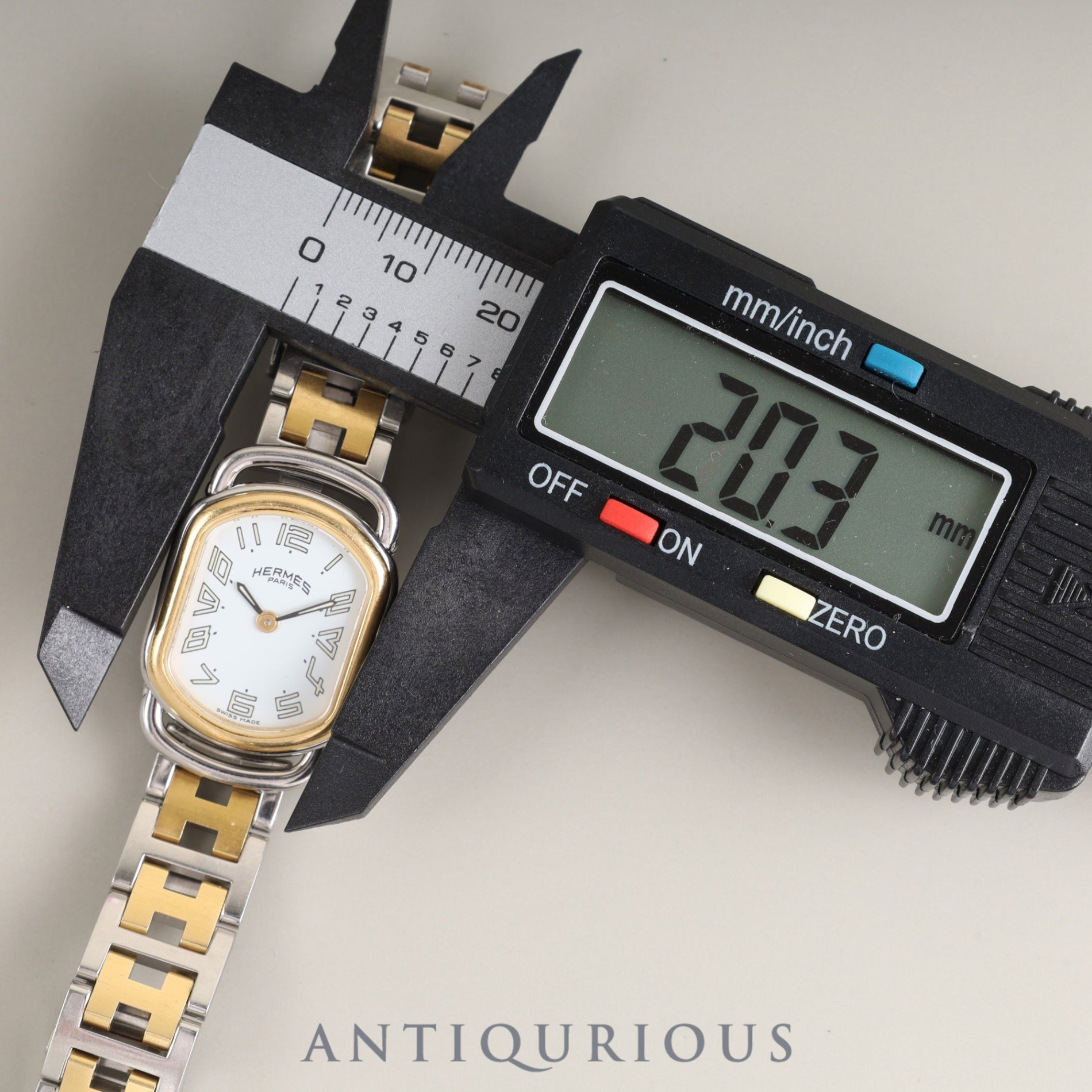 エルメス ラリー RA1.220 クォーツ Cal.976.001 SS/GP SS/GP ホワイト文字盤 オーバーホール済み