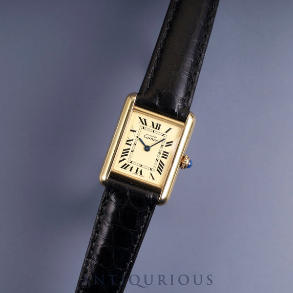 Cartier Must Tank MM W1017354 / 2415 Quartz Cal.057 SV925 Leather Genuine D-buckle (GP) Ivory Roman dial Overhauled