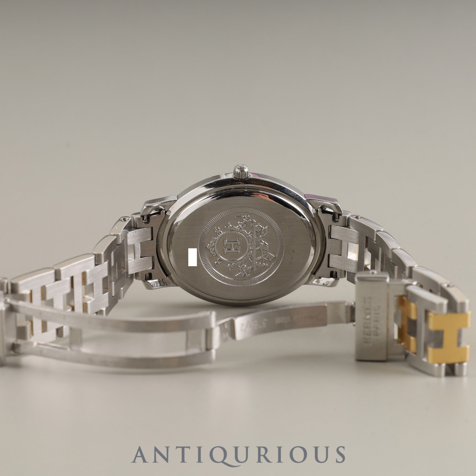 エルメス クリッパー オーバル CO1.520.220 / 3280 クォーツ Cal.976.001 SS/GP ホワイトギョーシェ文字盤 箱 保証書 (2008年)オーバーホール済み