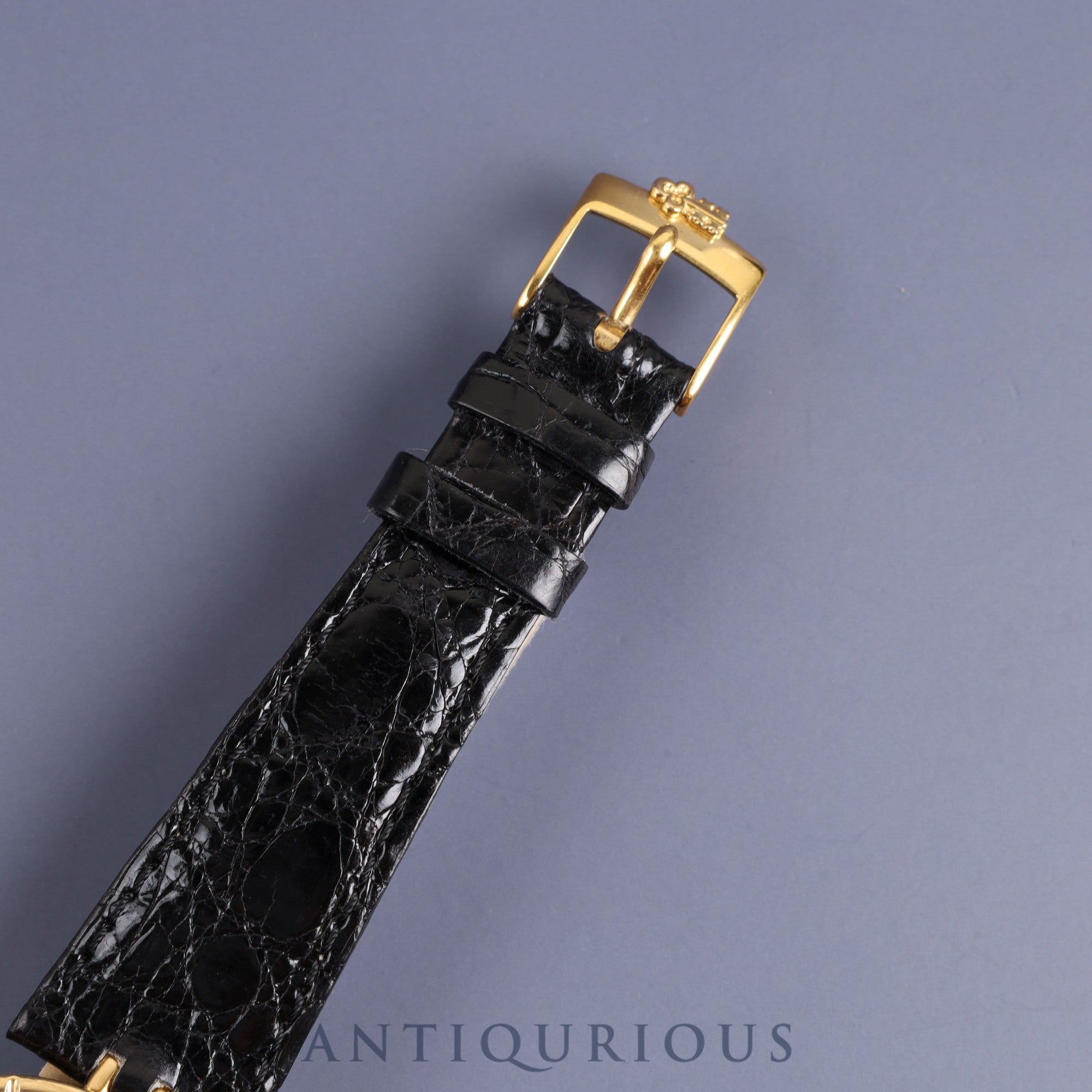 Corum Round 94.129.56 Quartz Cal.211 101 18KYG Leather Genuine Buckle (GP) Black Dial Box Warranty (1991) Overhauled