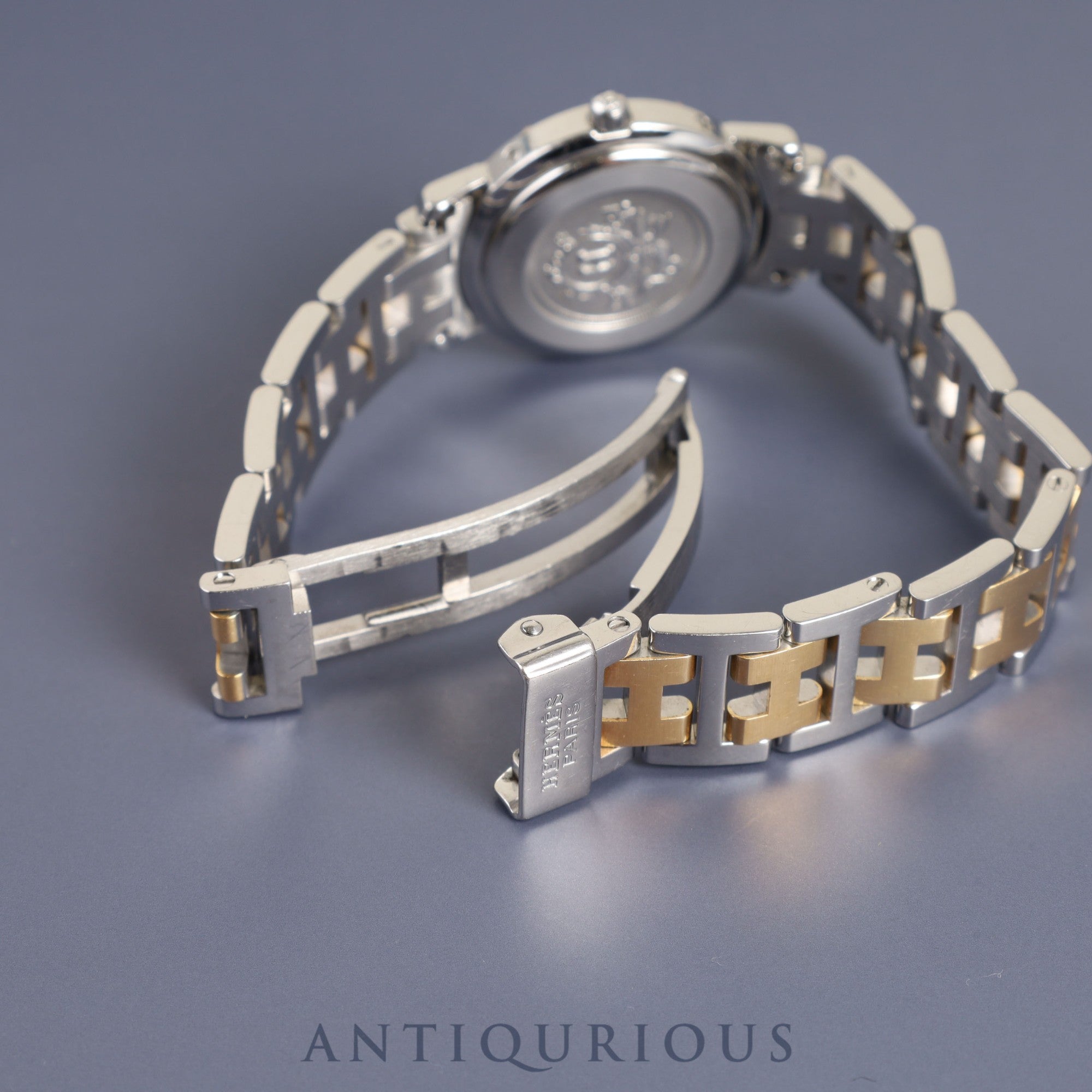 エルメス クリッパー CL4.220 クォーツ SS/GP アイボリー文字盤 24.0mm 保証書(無記名)オーバーホール済み