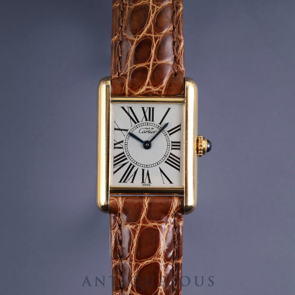 Cartier Must Tank SM 5057001 Quartz Cal.057 SV925 Leather Genuine D-buckle (GP) Opalan dial Overhauled