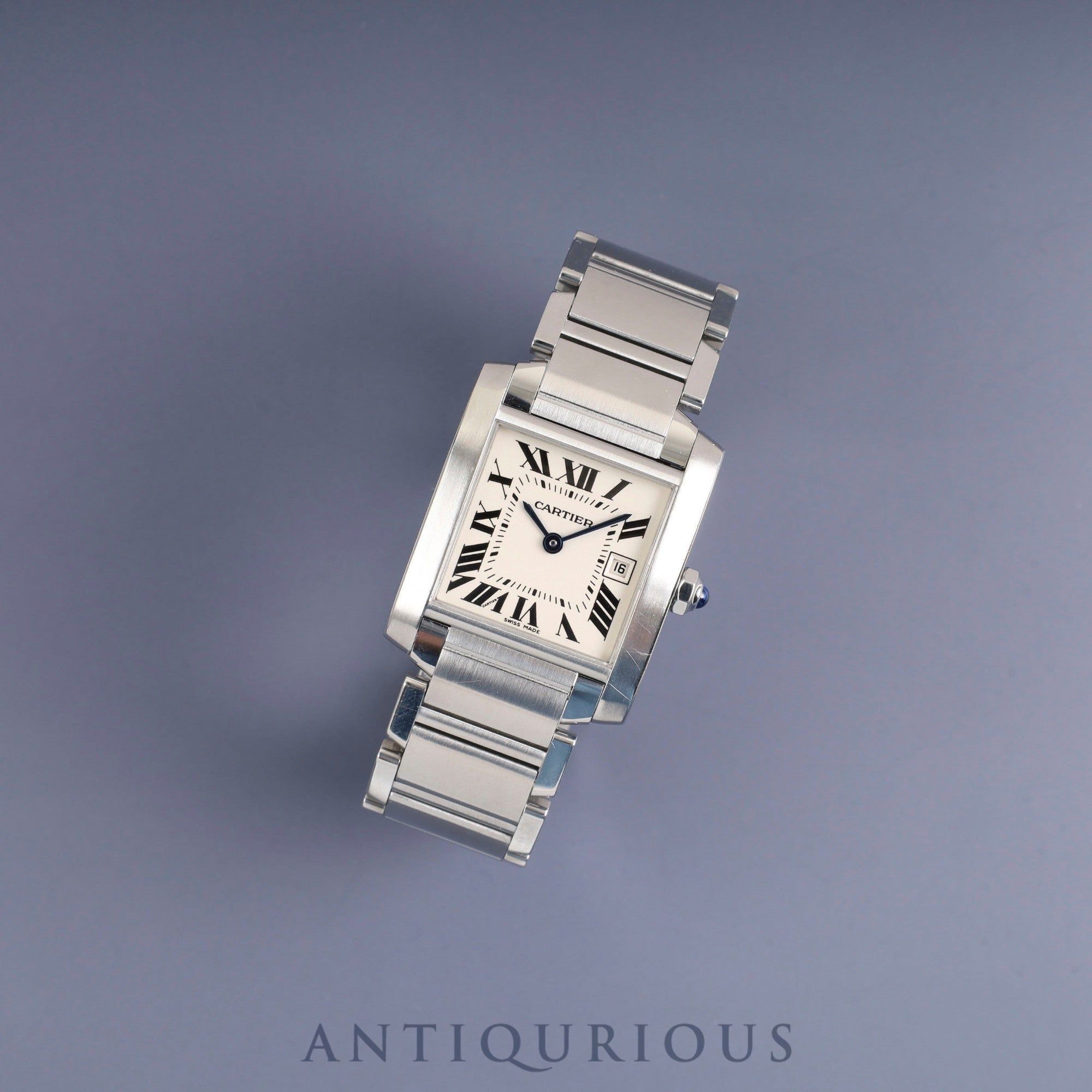 Cartier Tank Française MM W51011Q3/2465 Quartz Caliber 175N Stainless Steel White Roman Dial Box Booklet Warranty (2005) Overhauled