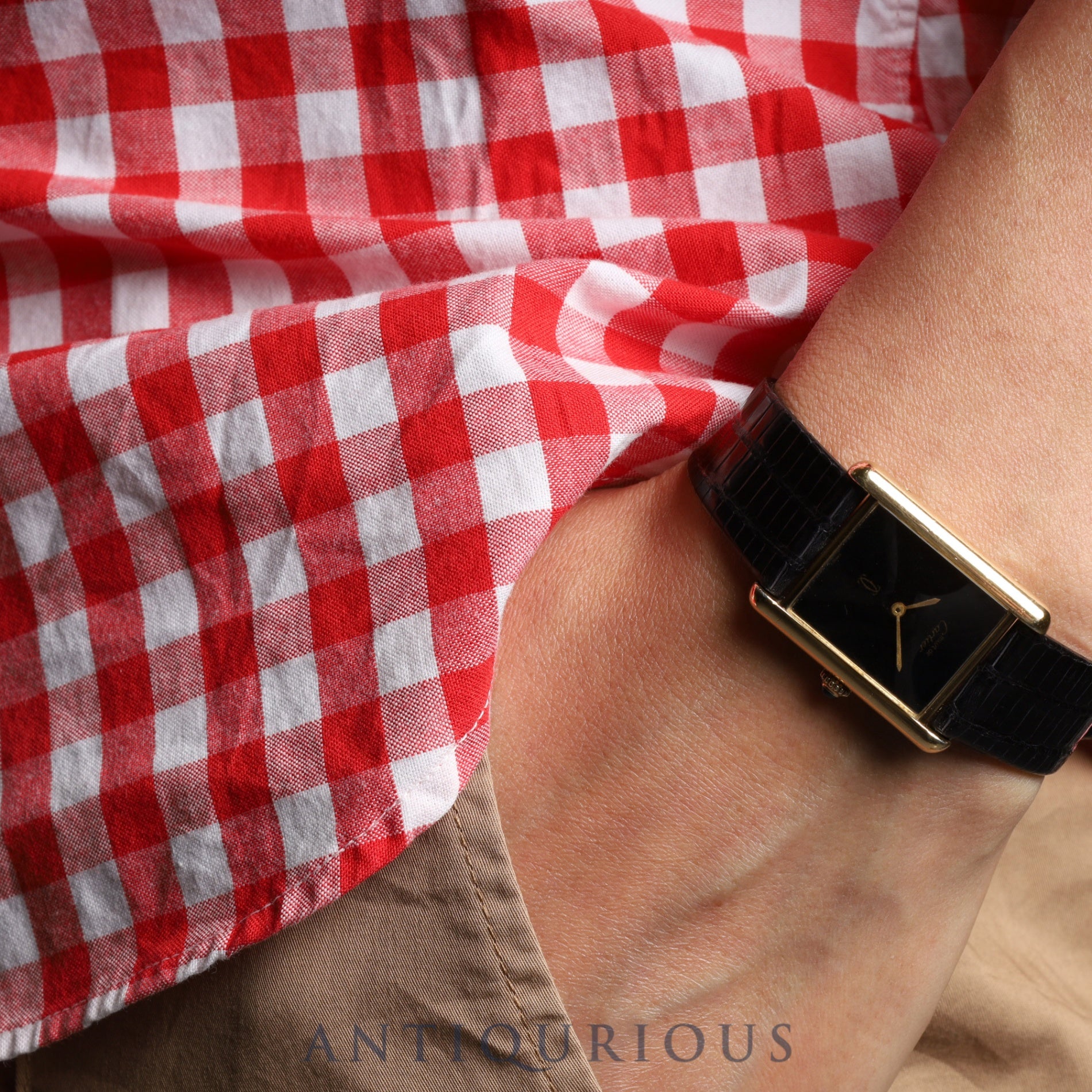 Cartier Must Tank LM Manual winding Cal.78-1 SV925 Leather Genuine buckle (GP) Onyx dial Overhauled